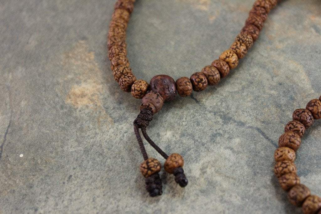 108 Bead Tibetan Sanded Rudraksha Mala Necklace - Authentic Handcrafted Buddhist Prayer Beads for Meditation, Yoga & Spiritual Healing