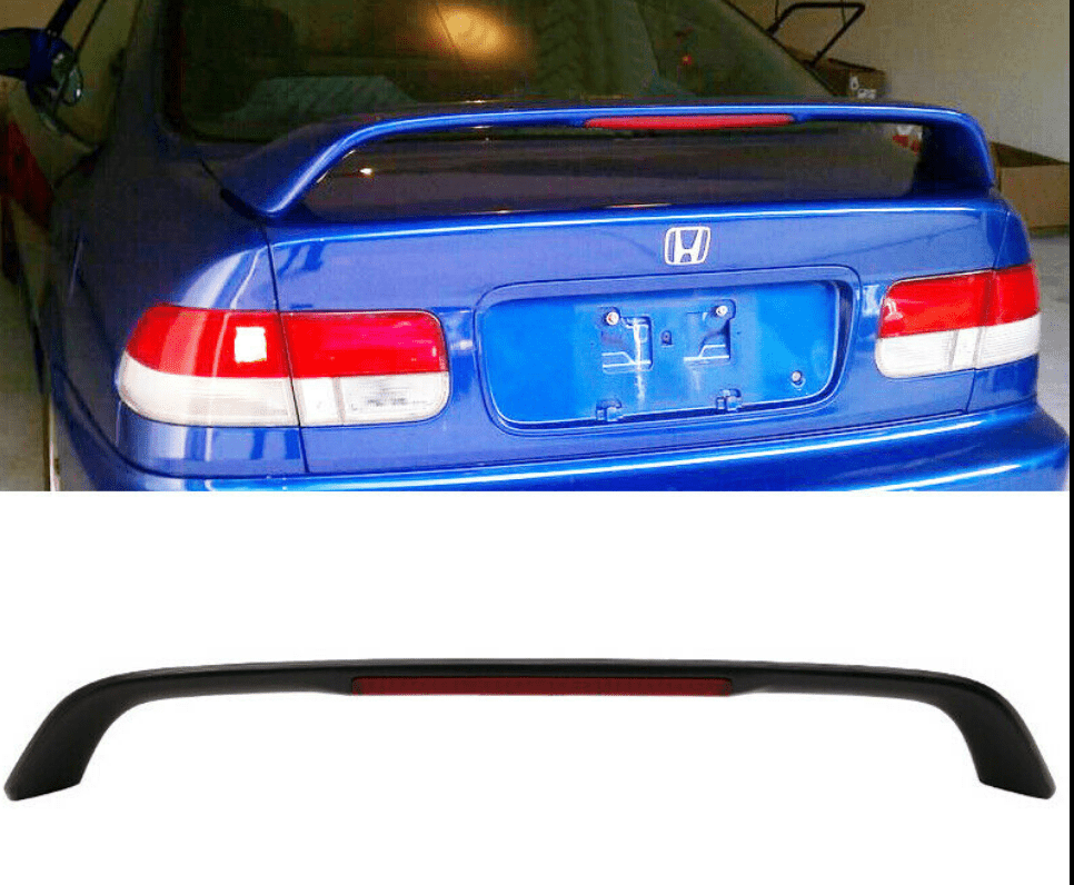 1996-2000 Honda Civic Coupe EM Type R Rear Trunk Spoiler with LED 3rd Brake Light - High Performance Car Wing for Street Racing & Show Cars