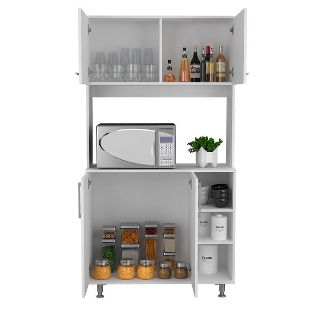 TUHOME 95 Pantry Kit - White Engineered Wood Storage Cabinet for Kitchen, Pantry & Laundry Room Organization