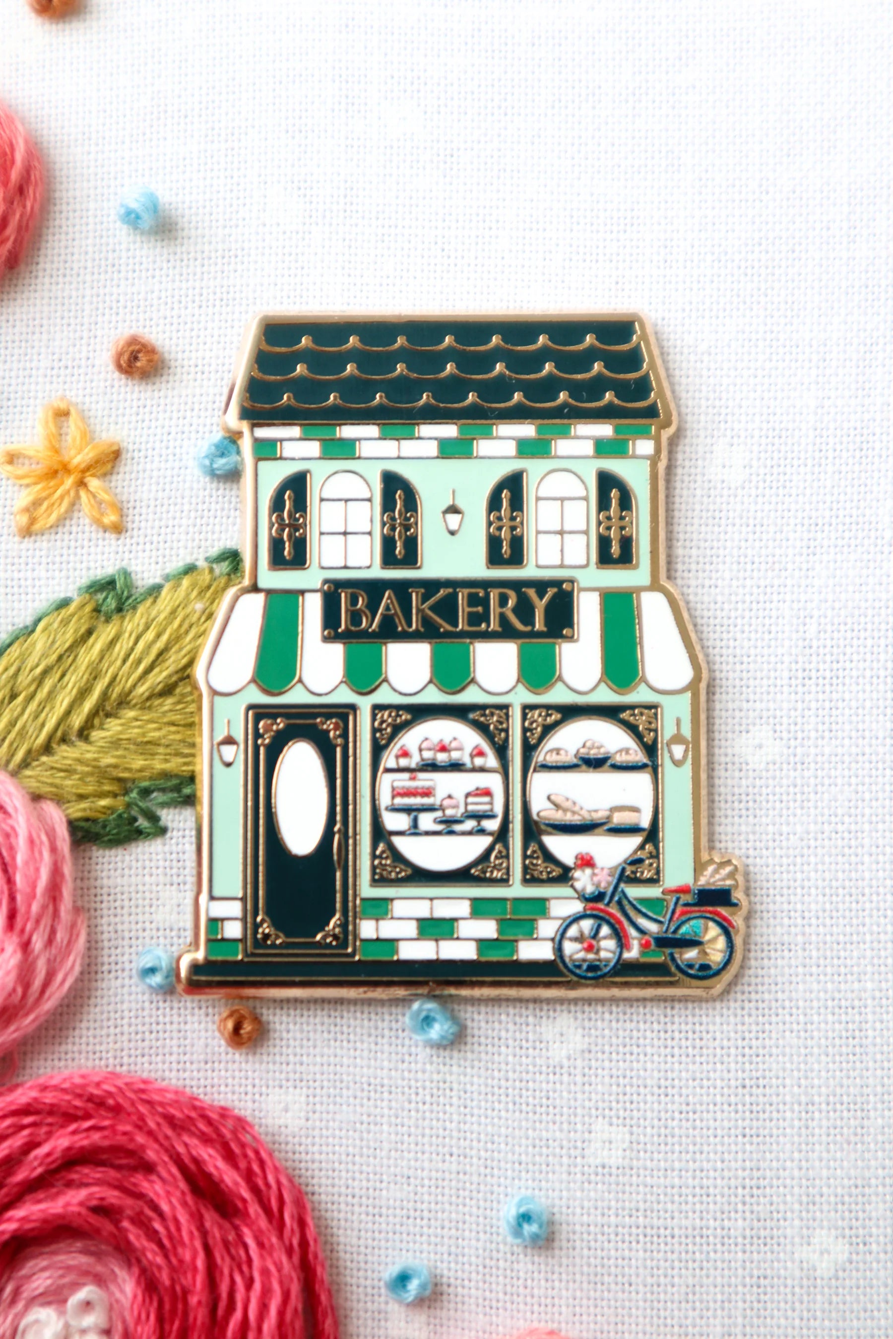 Flamingo Toes Bakery Main Street Needle Minder - Magnetic Pin Holder for Sewing, Quilting & Embroidery Projects | Perfect for Crafters & DIY Enthusiasts