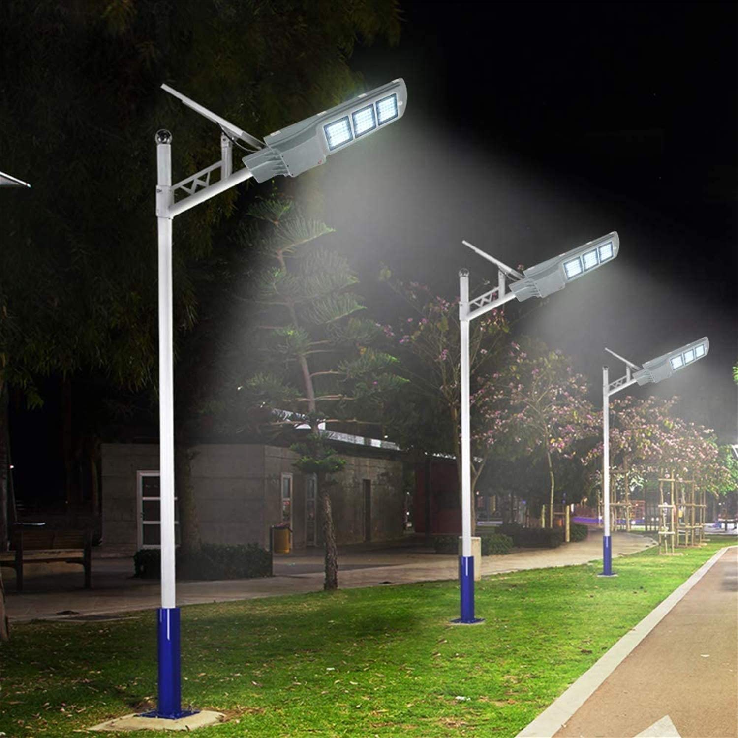 4000LM 60W Solar LED Street Light - IP65 Waterproof Outdoor Security Lighting with Motion Sensor & Dusk to Dawn Auto On/Off - Perfect for Driveways, Pathways, Parking Lots and Backyard Illumination