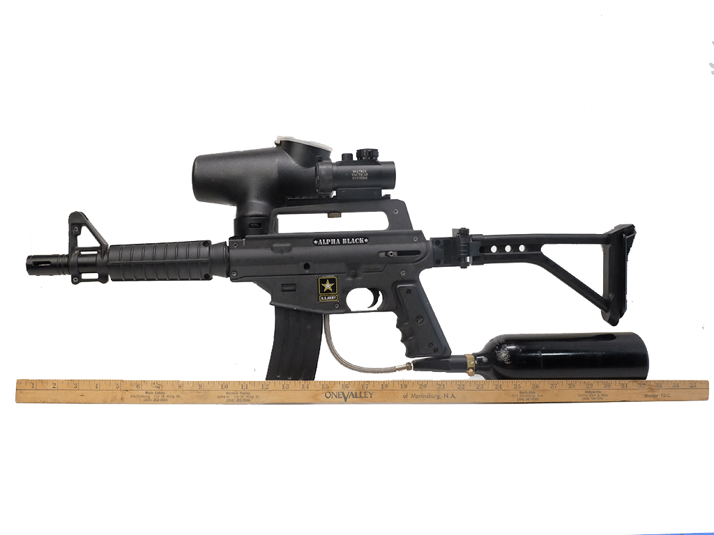 Tippmann M16 Alpha Black Tactical Paintball Gun with CO2 Canister & Cyclone Feed System - Includes Matrix Tactical Scope - Perfect for Outdoor Combat Games, Military Simulation & Paintball Tournaments