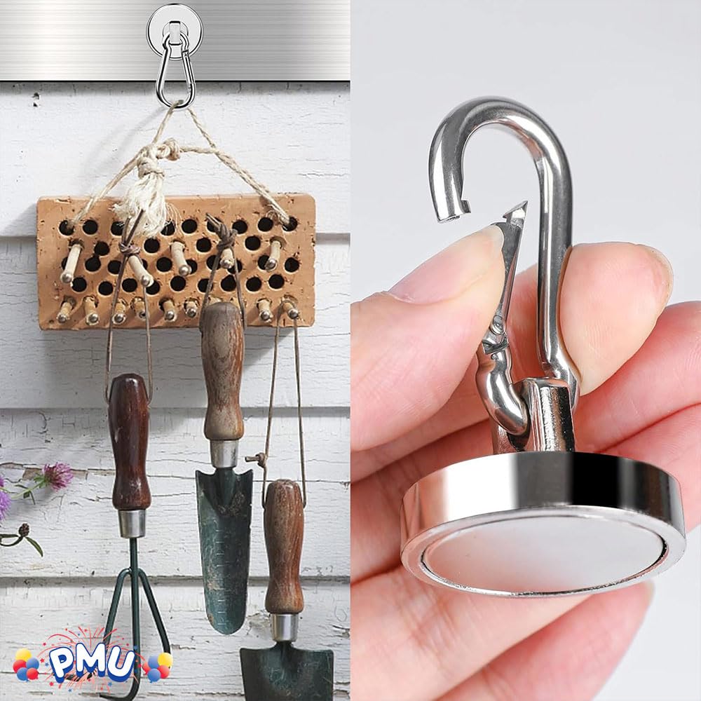 Super Strong 45 lb Neodymium Carabiner Hook Magnetic Key Holder - Heavy Duty Keychain for Tools, Keys & Outdoor Gear - Perfect for Garage, Workshop, Hiking & Home Organization