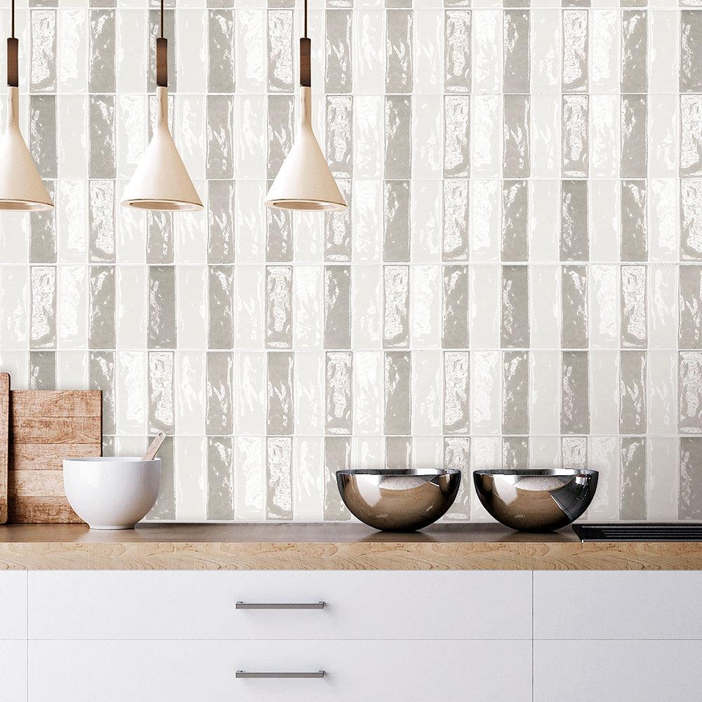 Acquarella Antic Grey 60x200 Glossy Ceramic Subway Tile - Perfect for Kitchen Backsplash, Bathroom Walls & Modern Interior Design