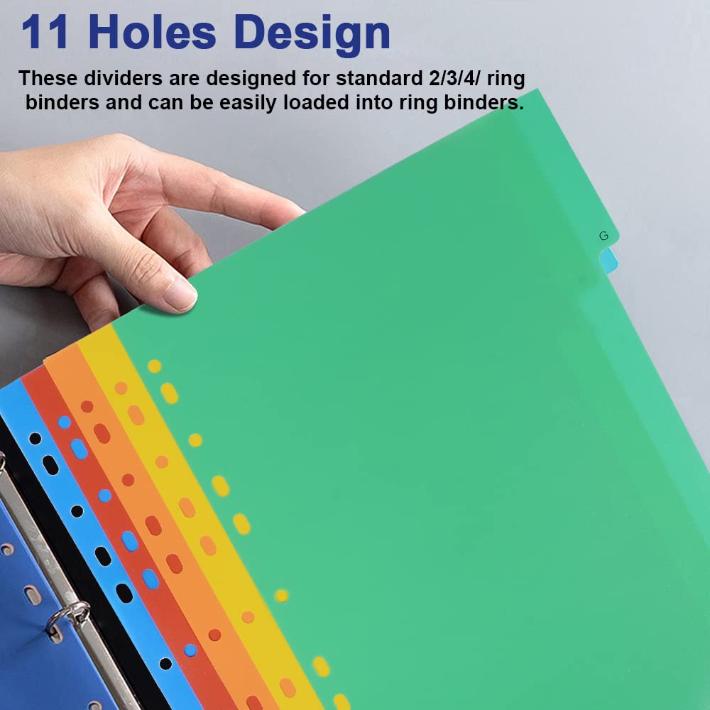 FOME 2-Pack Multicolor Binder Tab Dividers - 26 A-Z Index Tabs for 3 Ring Binders, 11 Hole A4 Plastic Dividers for Notebooks & Organizers | Perfect for School, Office & Home Organization