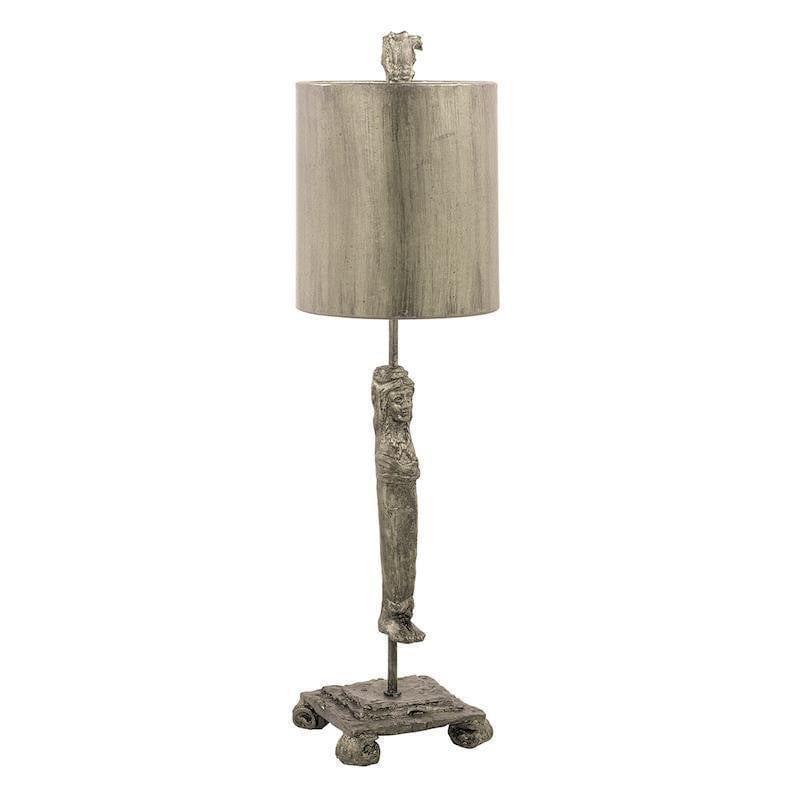 Flambeau Caryatid Silver Table Lamp - Elegant Home Decor for Living Room, Bedroom & Office - Vintage Style Lighting for Modern Interiors