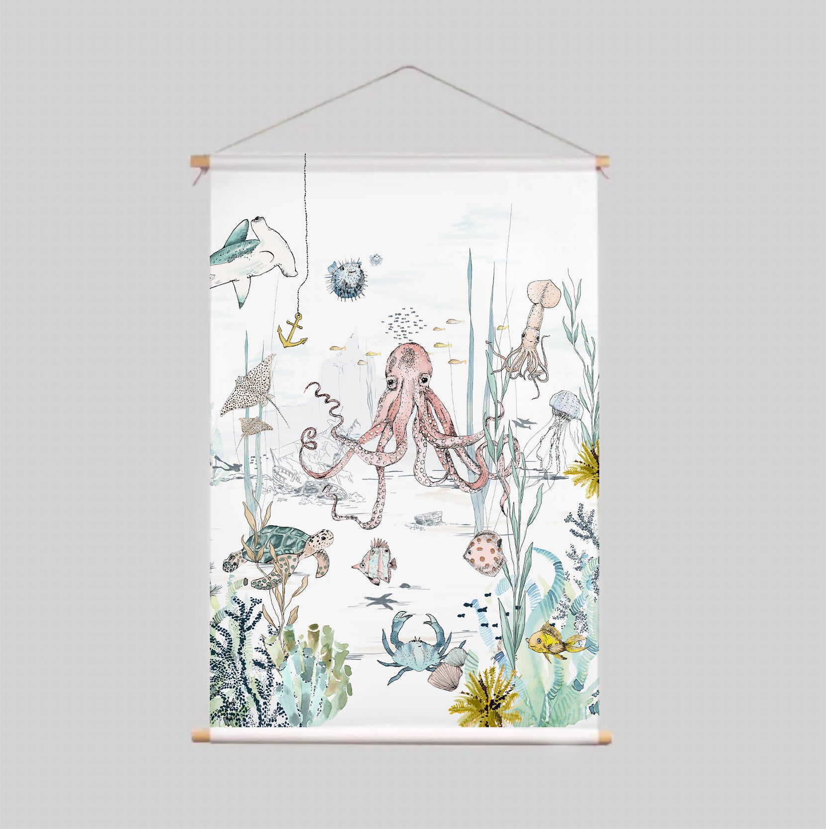 Underwater Wonders Textile Poster - Vibrant Ocean Art for Home & Office Decor | Perfect for Living Room, Bedroom, or Classroom Wall Art