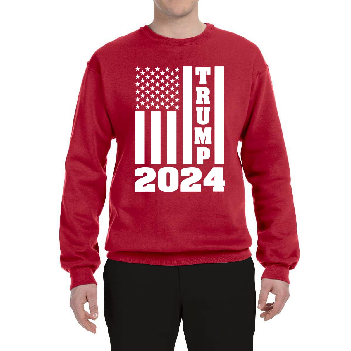 Wild Bobby Trump 2024 USA Flag Re-Election Graphic Sweatshirt - Patriotic Unisex Crewneck Pullover for Political Supporters & Campaign Events
