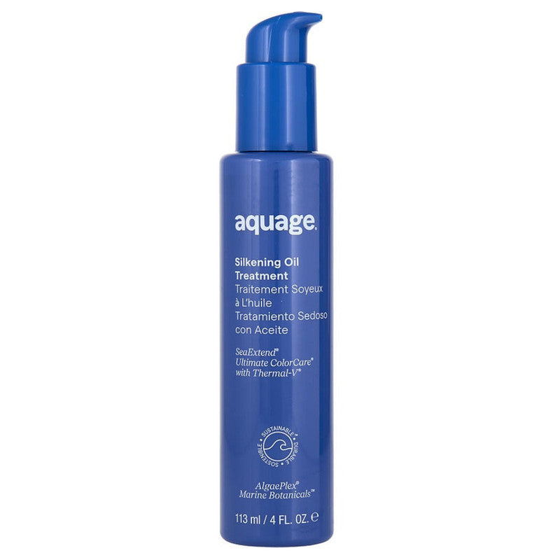 Aquage Sea Extend Silkening Oil Treatment 4 oz - Hair Smoothing & Shine Serum for Frizz Control & Hydration | Perfect for Damaged Hair, Daily Styling & Salon Results at Home