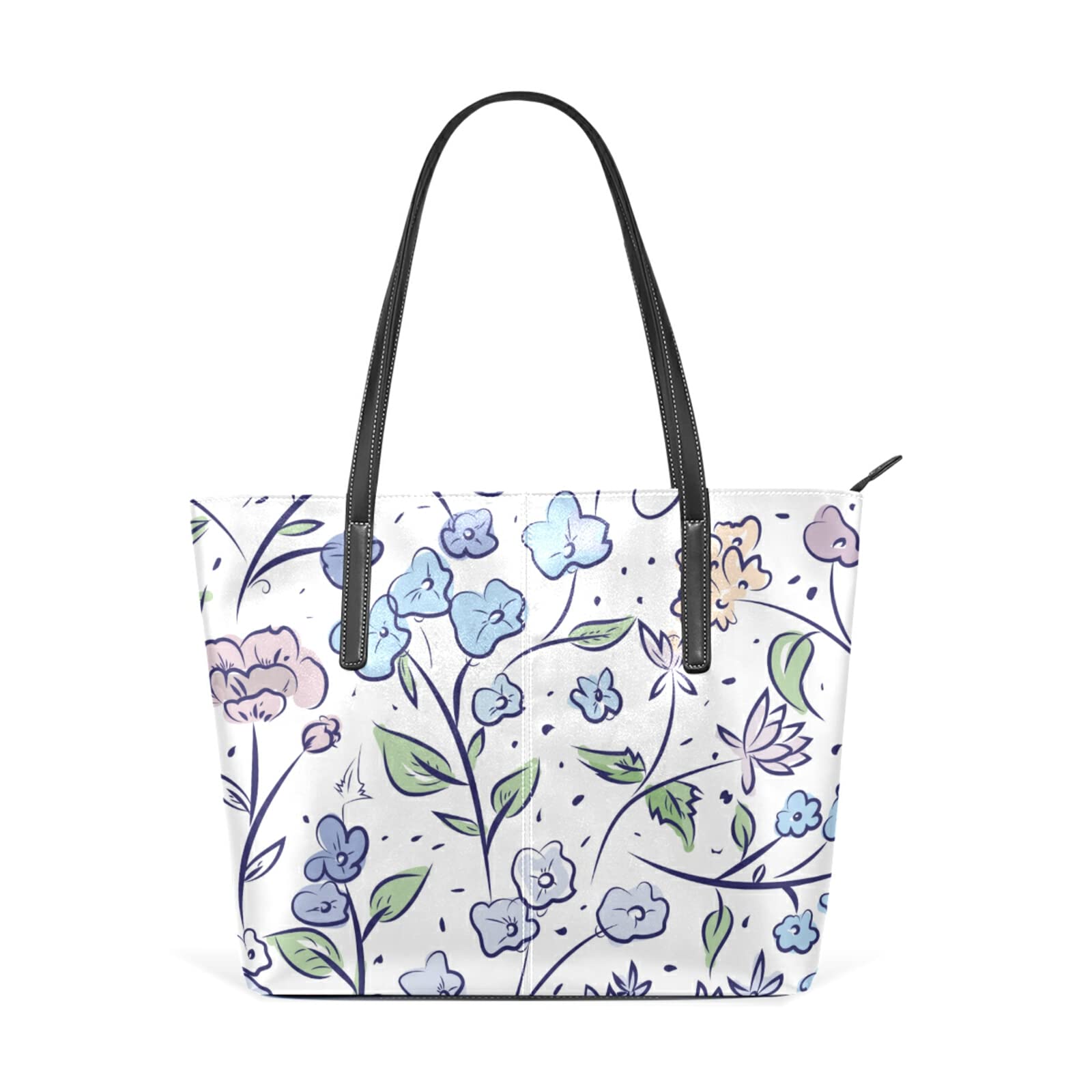 Blue Floral Green Leaf Leather Crossbody Handbag for Women - Stylish Shoulder Bag & Tote Satchel - Perfect for Work, Travel, and Everyday Use