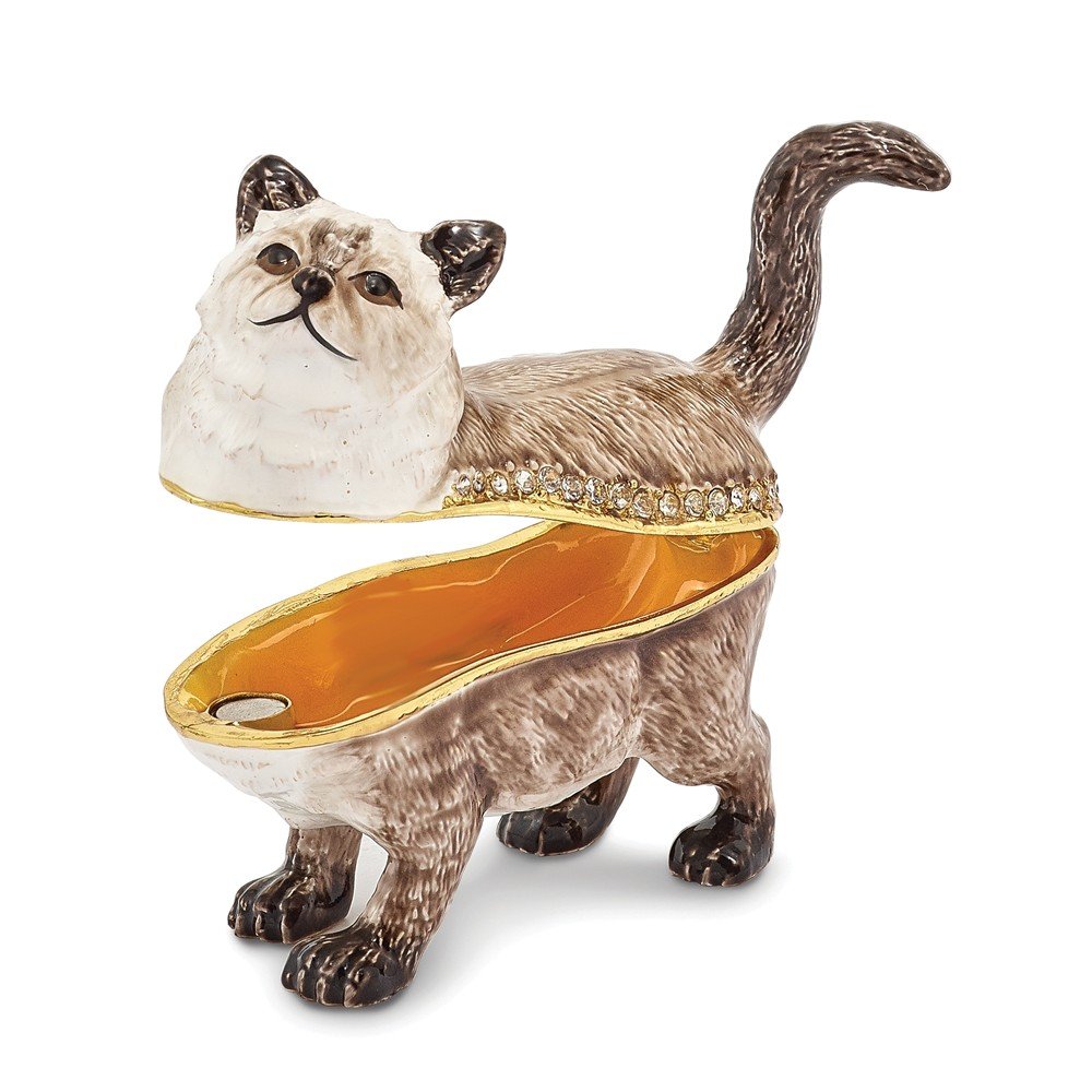Sonia Jewels LAYSA Himalayan Cat Trinket Box 2.5 Inch - Handcrafted Resin Jewelry Storage Box for Rings, Necklaces & Small Keepsakes - Perfect Gift for Cat Lovers & Home Decor