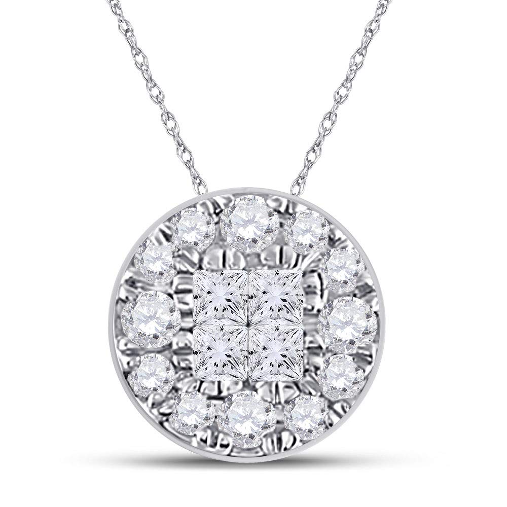 14K White Gold Princess Cut Diamond Pendant Necklace for Women - 1/4 CTTW Cluster Design, Elegant Jewelry Gift for Anniversary, Valentine's Day & Special Occasions