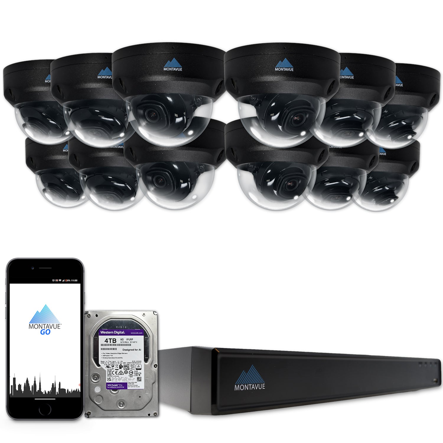 4MP 2K SMD+Dome Security Camera System with 16 Channel NVR & 4TB HDD - MTD4095 Package for 24/7 Home & Business Surveillance