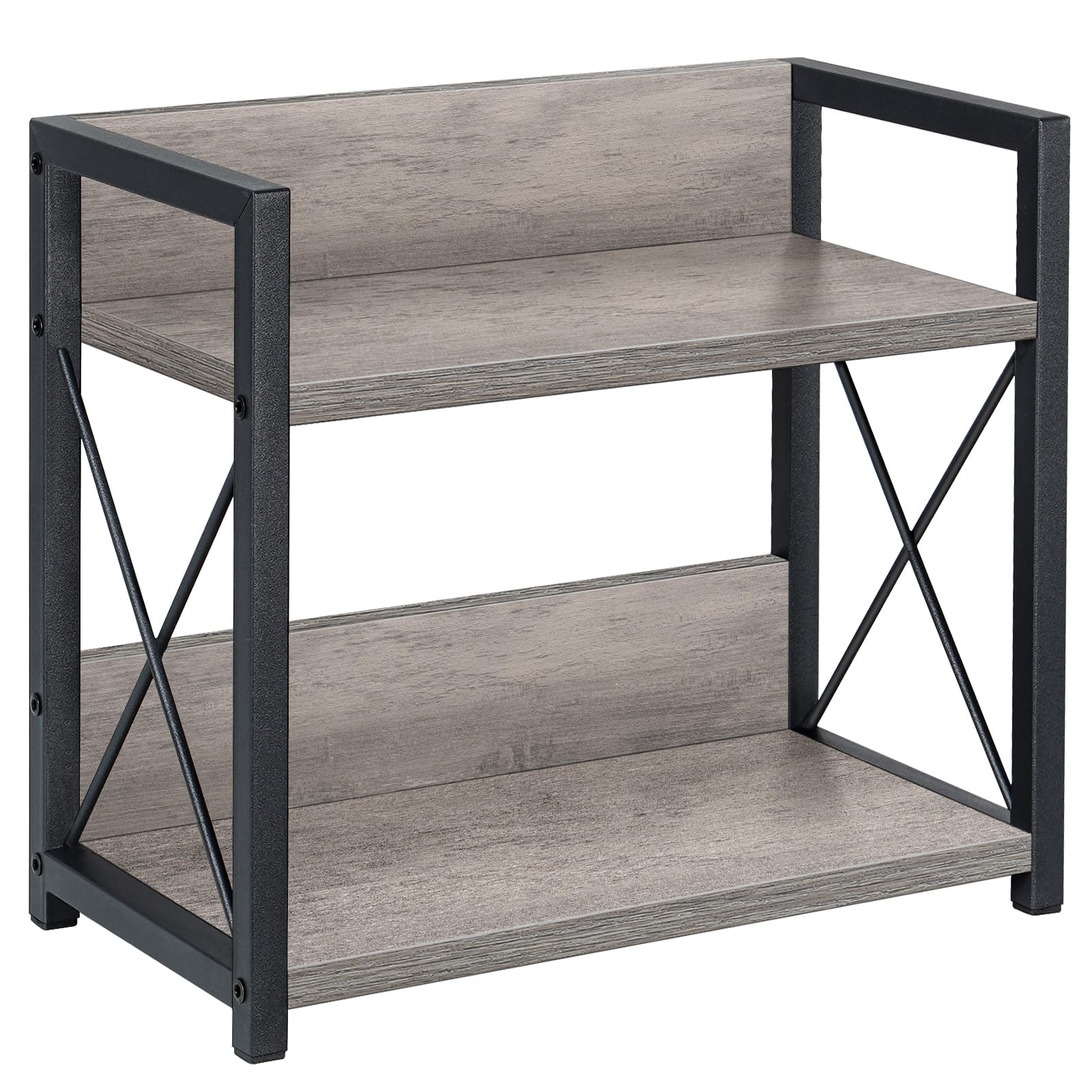 2-Tier Wooden Countertop Shelf Organizer - Kitchen Spice Rack & Coffee Bar Organizer for Home (Grey, Small Size) | Perfect for Pantry Storage, Bathroom Shelving & Office Desk Organization