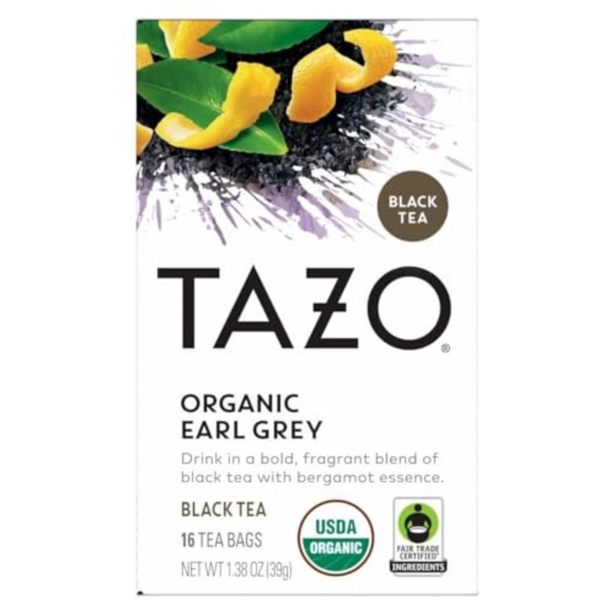 TAZO Organic Earl Grey Tea Bags | Caffeinated Black Tea | 16 Count | Perfect for Morning Boost & Afternoon Relaxation