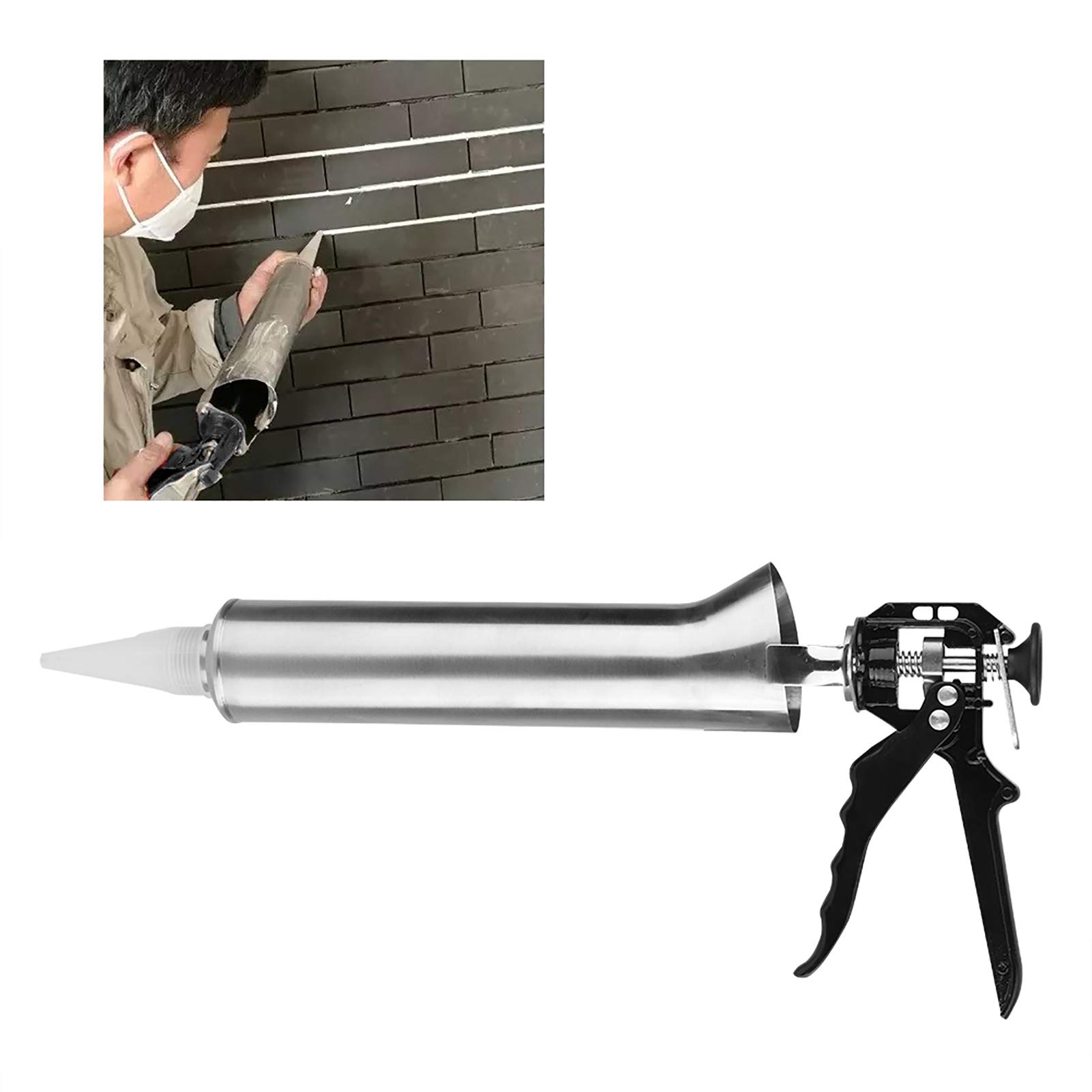 Premium Stainless Steel Caulking Gun for Tile, Mortar, and Grout – Heavy Duty Ceramic Tile Caulking Tool with Sprayer for Professional Construction & DIY Home Improvement Projects