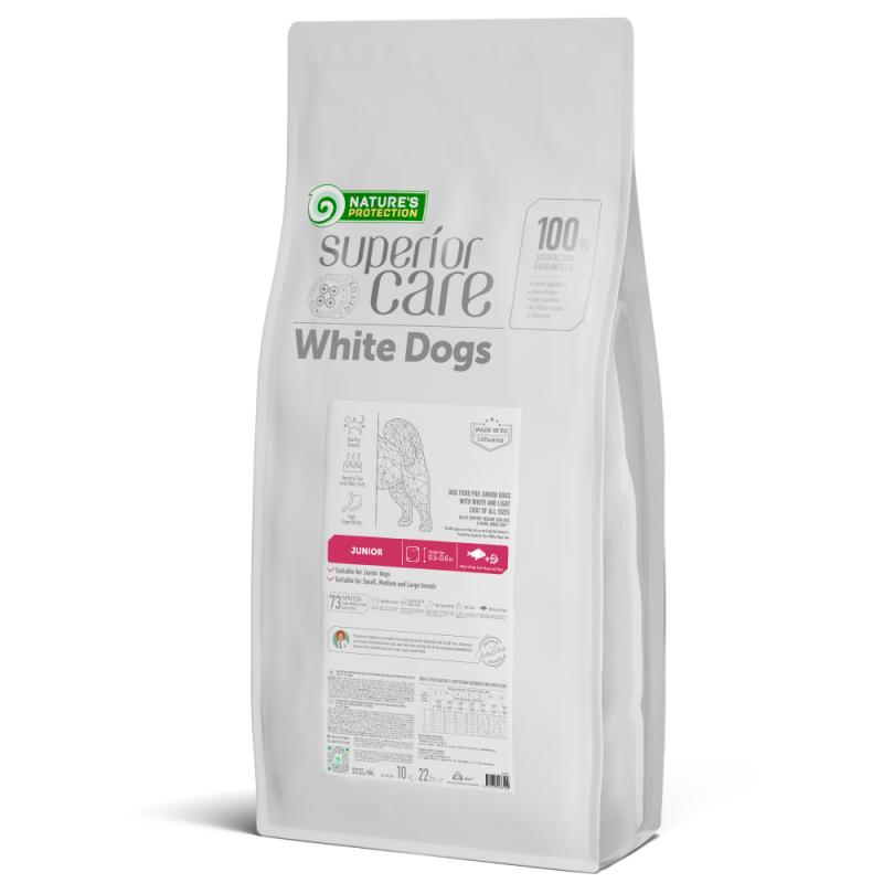 Premium Light Coat Junior Dog Food with White Fish & Rice - All Breeds Small & Medium Puppy Dry Kibble for Healthy Skin & Shiny Coat - Perfect for Sensitive Stomach & Daily Nutrition