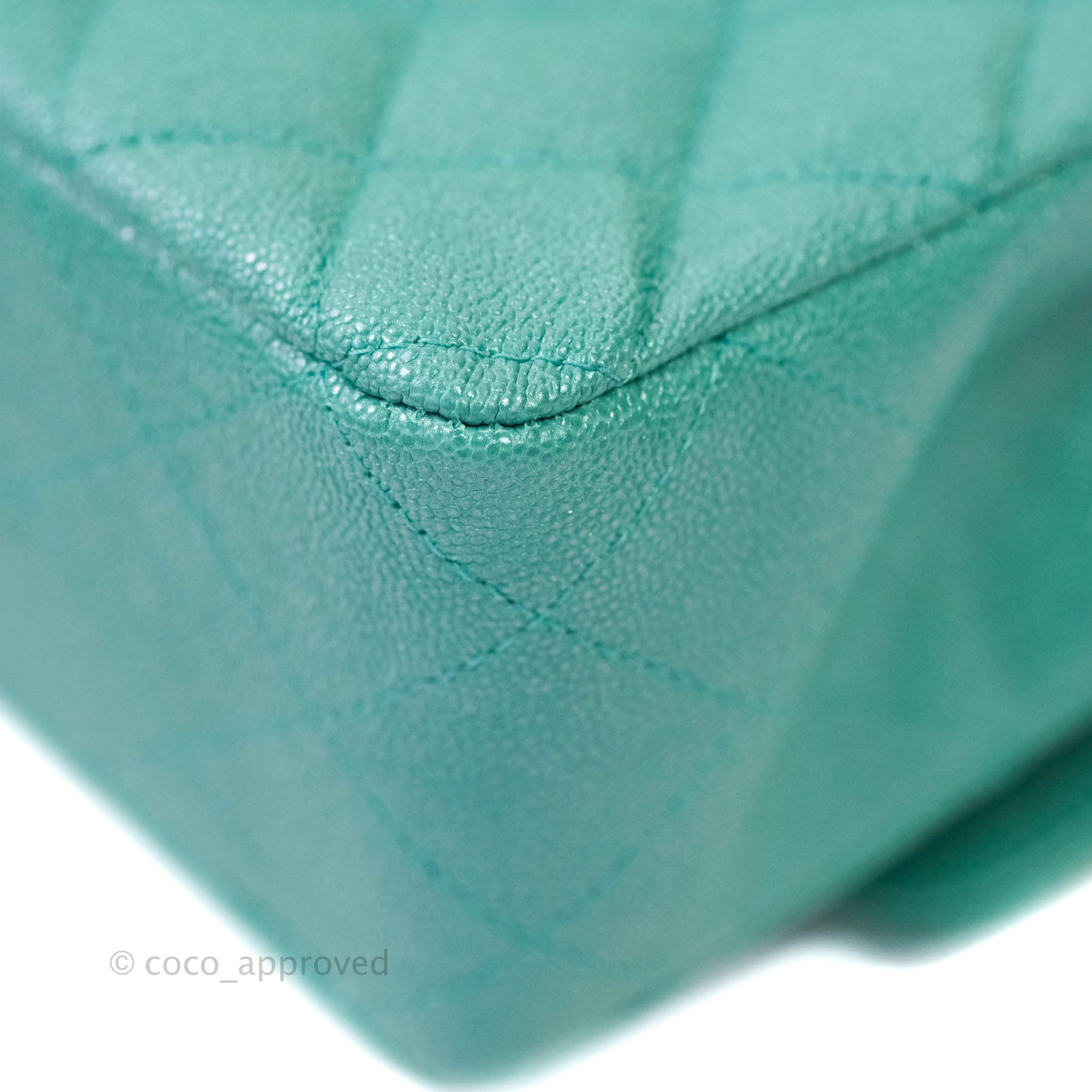 Chanel Classic Medium Double Flap Bag - Iridescent Turquoise Caviar Leather with Gold Hardware | Luxury Designer Handbag for Women | Perfect for Parties, Weddings & Special Occasions