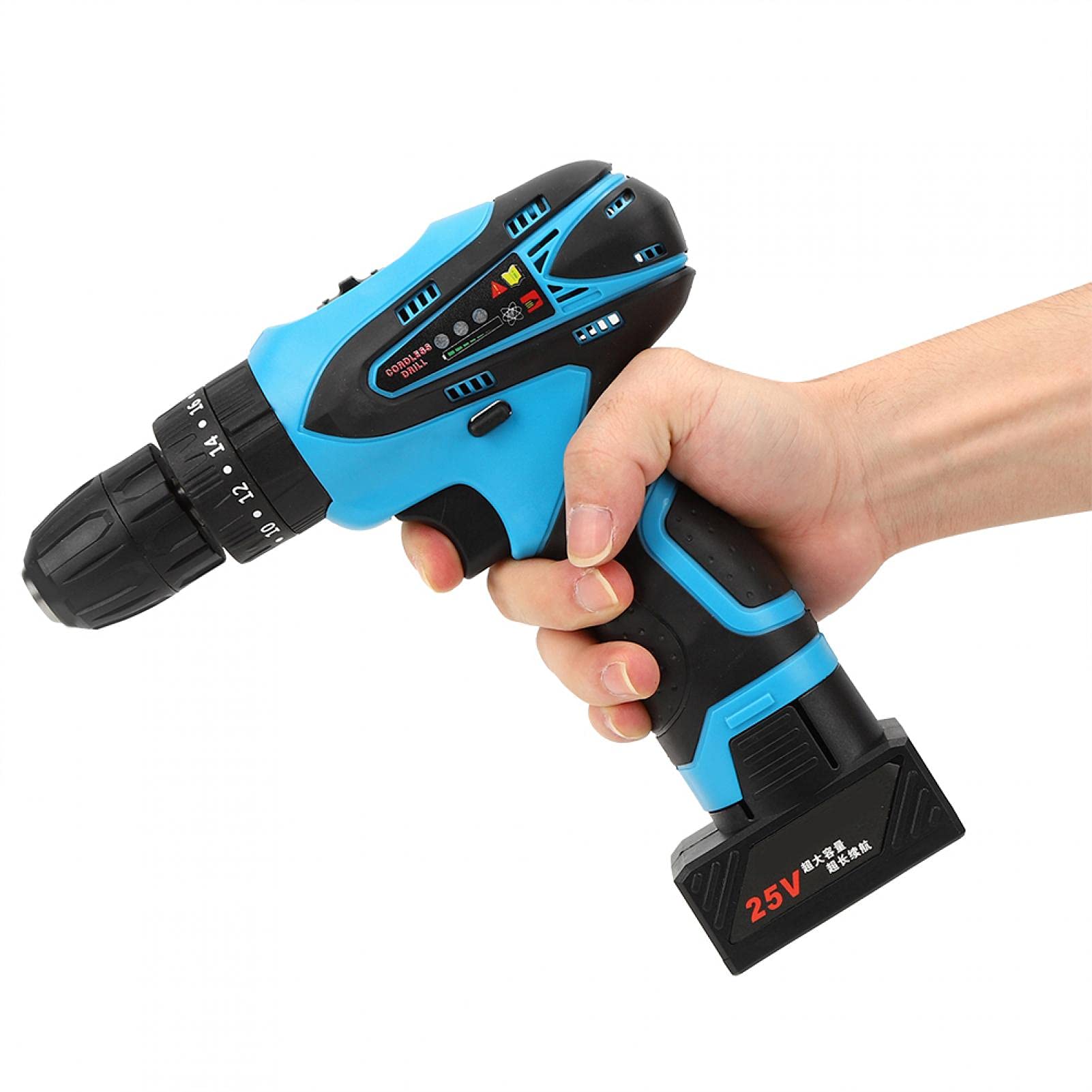 25V Cordless Electric Drill Driver Kit - Rechargeable Power Tool with US Plug (100V-240V) for DIY Projects, Home Repairs & Woodworking