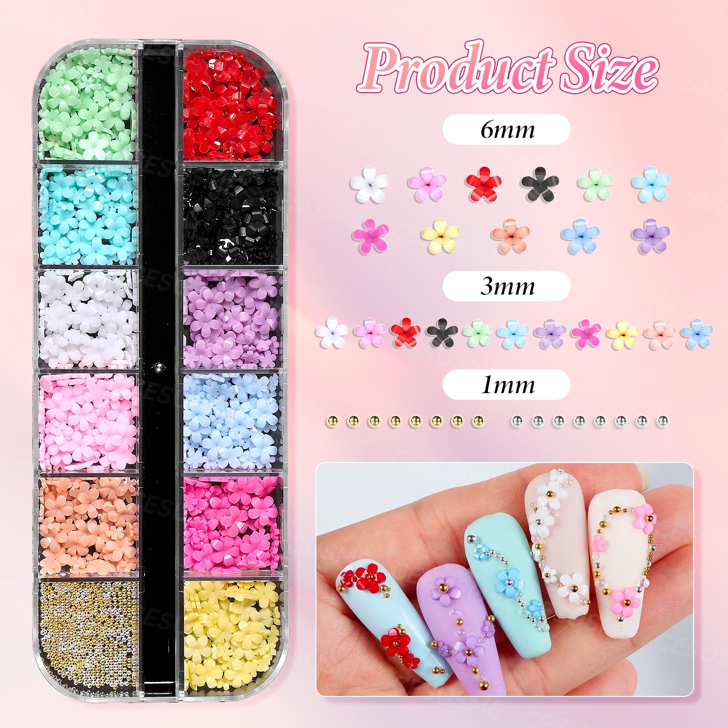 3D Color Flowers Nail Bows Charms - 3 Boxes White Rose Flower & Polar Butterfly Bowknt Bear Nail Art Charms for DIY Nail Art, Manicure, Acrylic Nails, Gel Polish, and Wedding Bridal Nail Jewelry Supplies