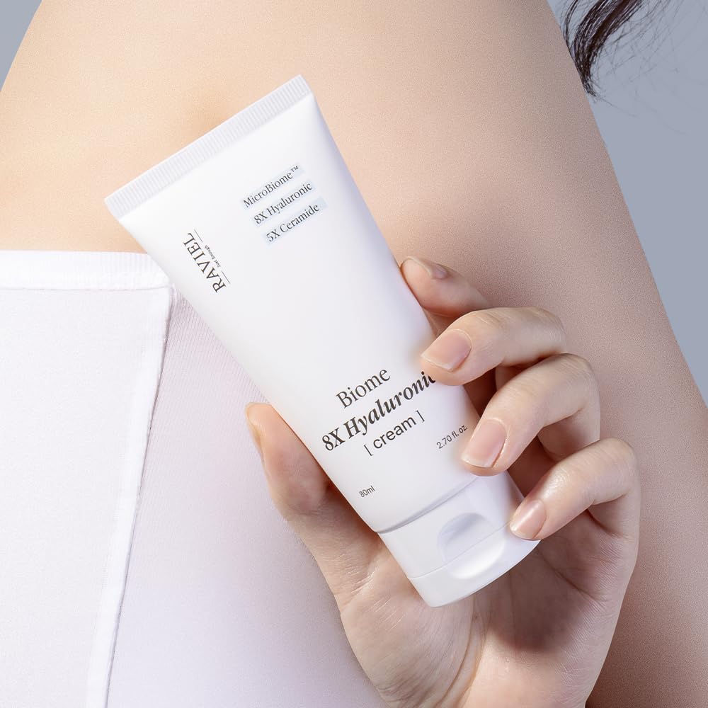 RAVIEL Biome 8X Hyaluronic Cream - 5X Ceramide Moisturizer for Sensitive Skin | Korean Skincare for Daily Hydration
