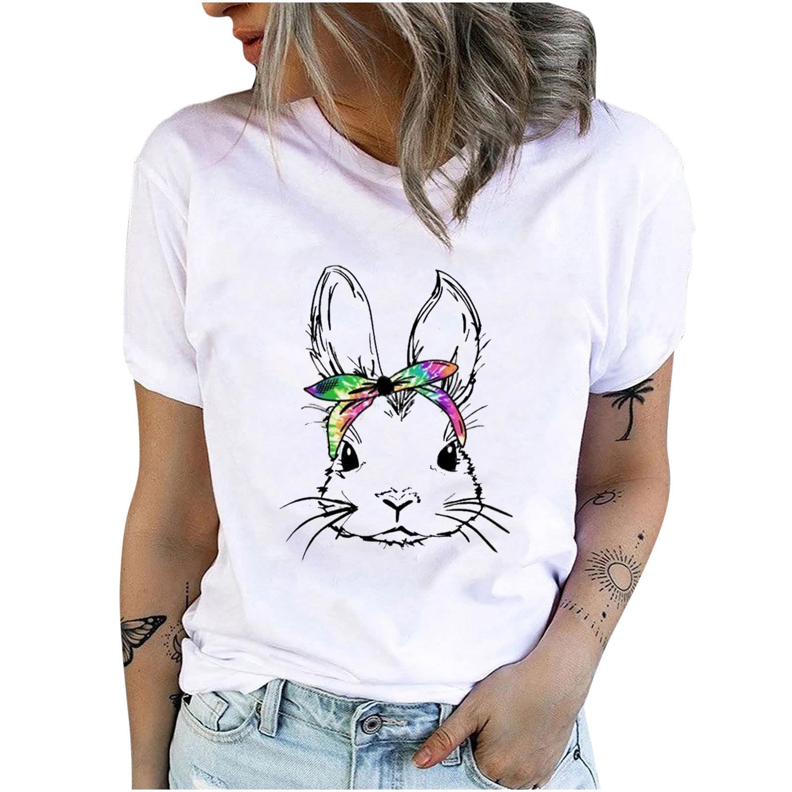 HRAPDA Women's Casual Summer T-Shirts - Trendy Short Sleeve Crew Neck Tops for Outings
