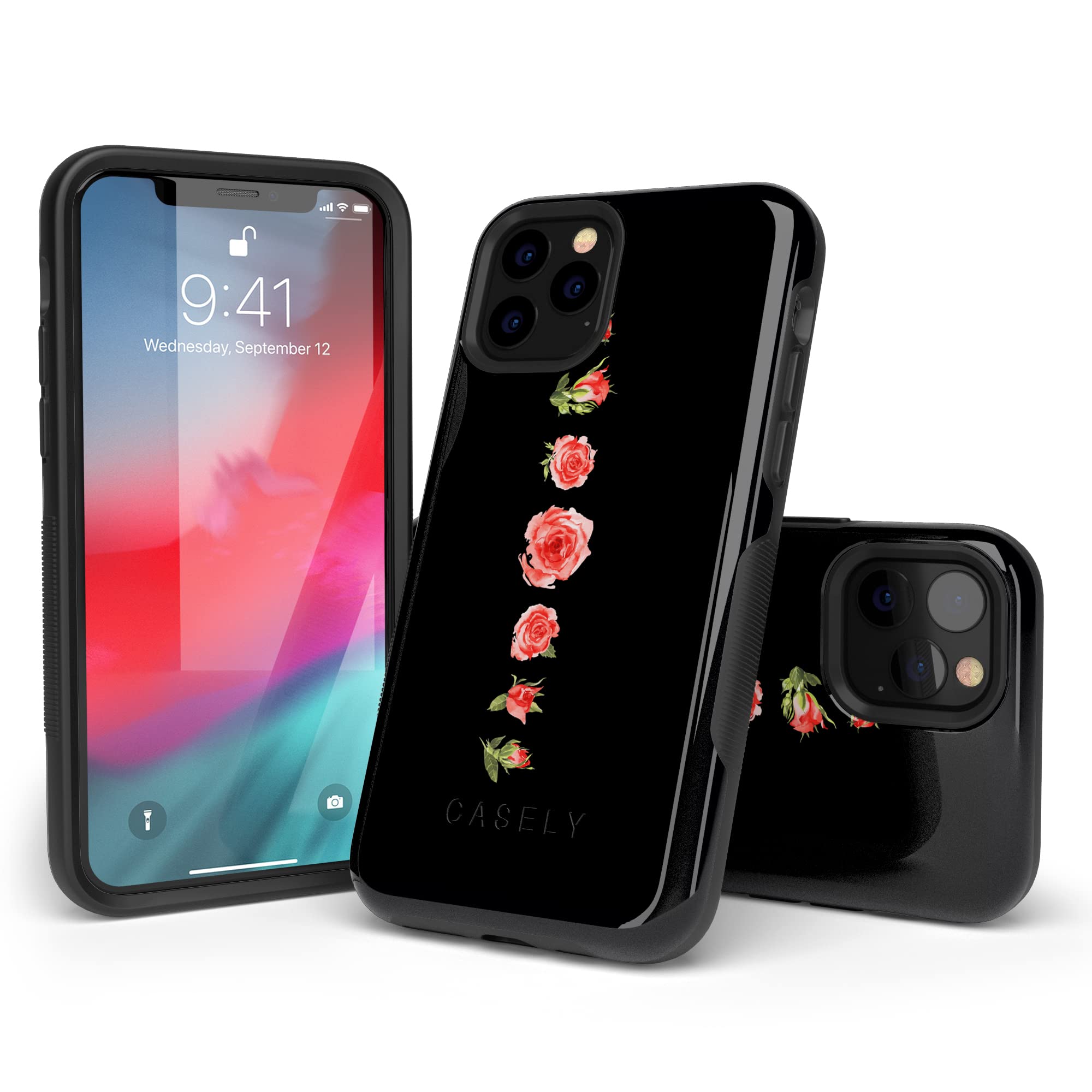 Casely iPhone 11 Pro Max Case - Floral Design with Blooming Red Roses | Slim Protective Cover for iPhone 11 Pro Max | Perfect for Everyday Use, Work, and Special Occasions