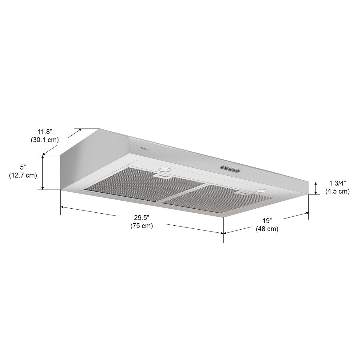 30-inch Slim SDR 325 CFM Non-Vented Stainless Steel Under Cabinet Range Hood - Perfect for Small Kitchens & Apartments