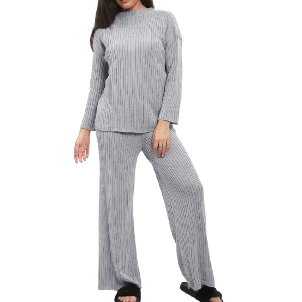 Cozy Chunky Knit 2-Piece Lounge Set for Women - Soft Sweater & Pants Outfit - Perfect for Home Relaxation, Yoga & Winter Comfort