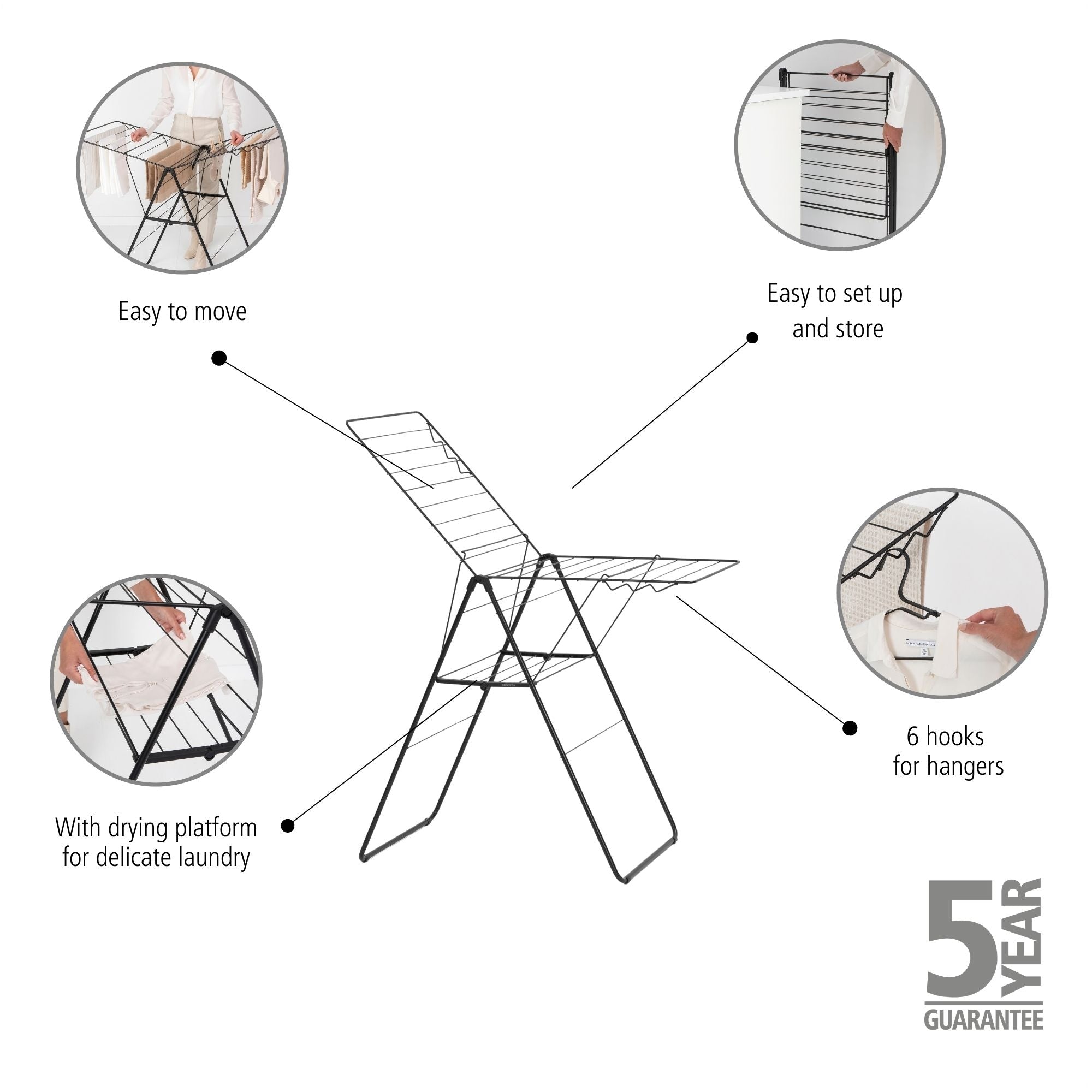 20 Meters Black HangOn Drying Rack for Clothes - Space Saving Laundry Rack for Apartments, Balcony & Outdoor Use