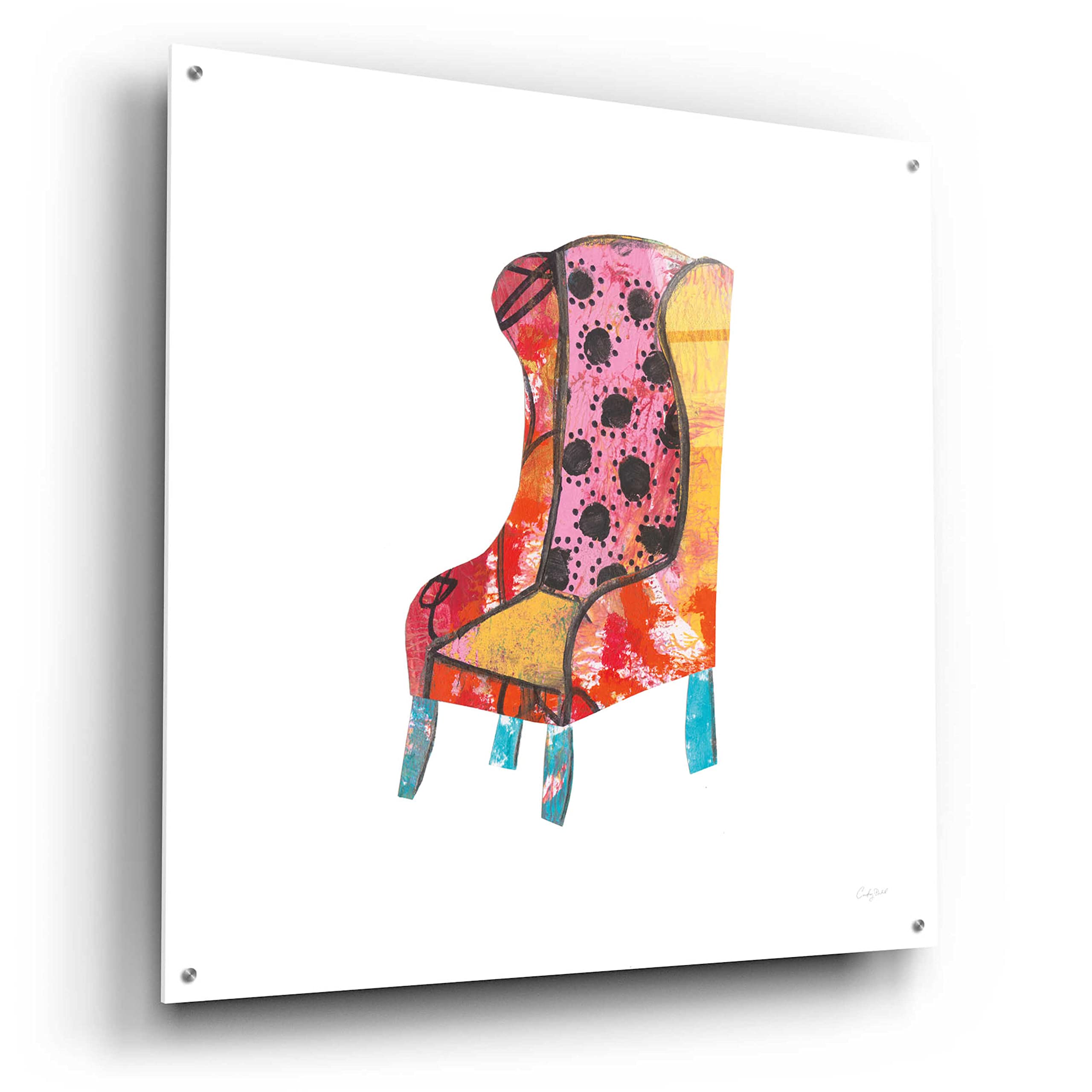 Courtney Prahl Mod Chairs IV Acrylic Glass Wall Art - 36x36 Inch Modern Abstract Painting for Living Room, Bedroom & Office Decor
