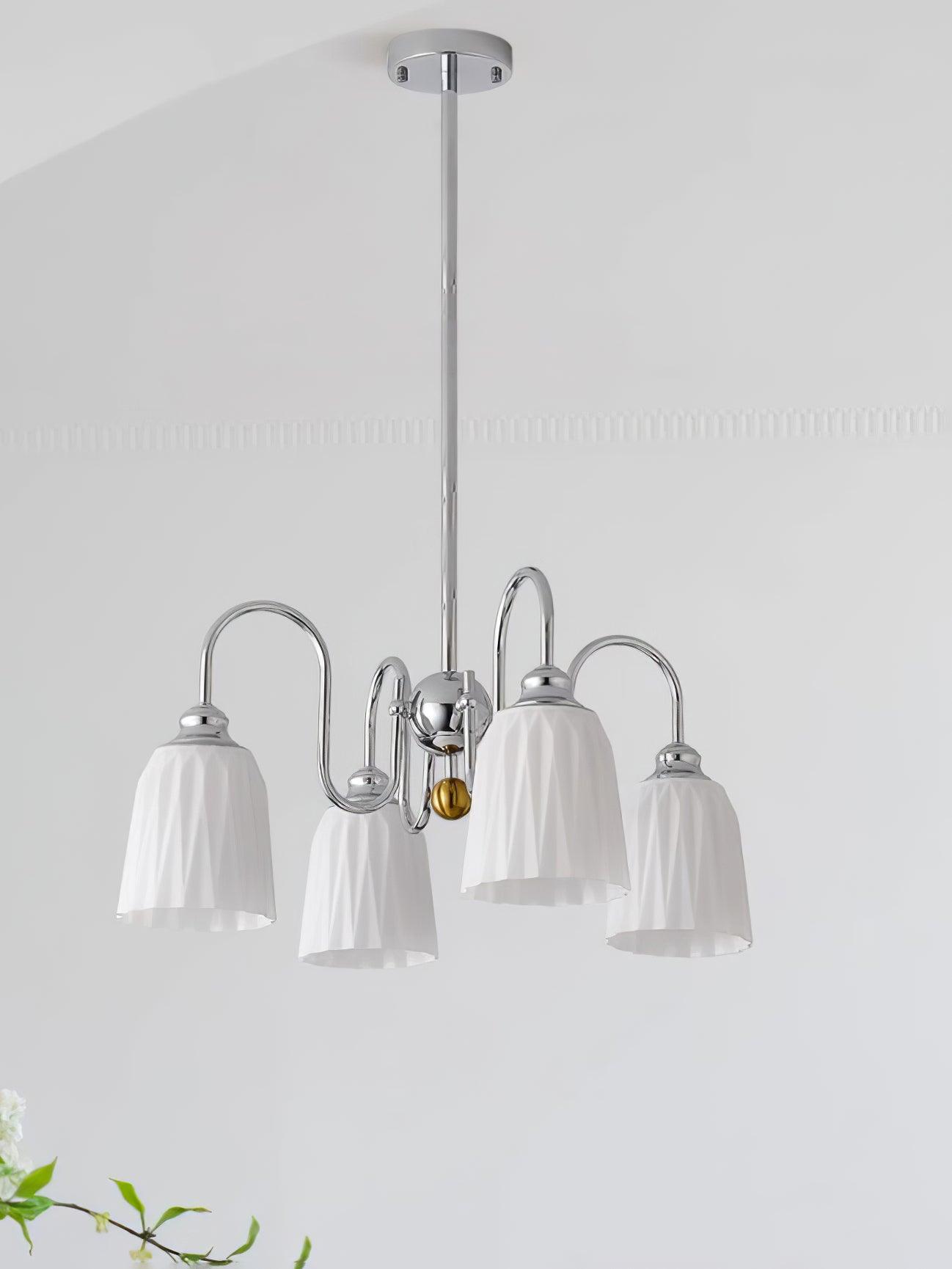 Bauhaus Style Pleated Chandelier - Modern Geometric Pendant Light for Dining Room, Living Room & Bedroom - Elegant Home Decor Lighting Fixture