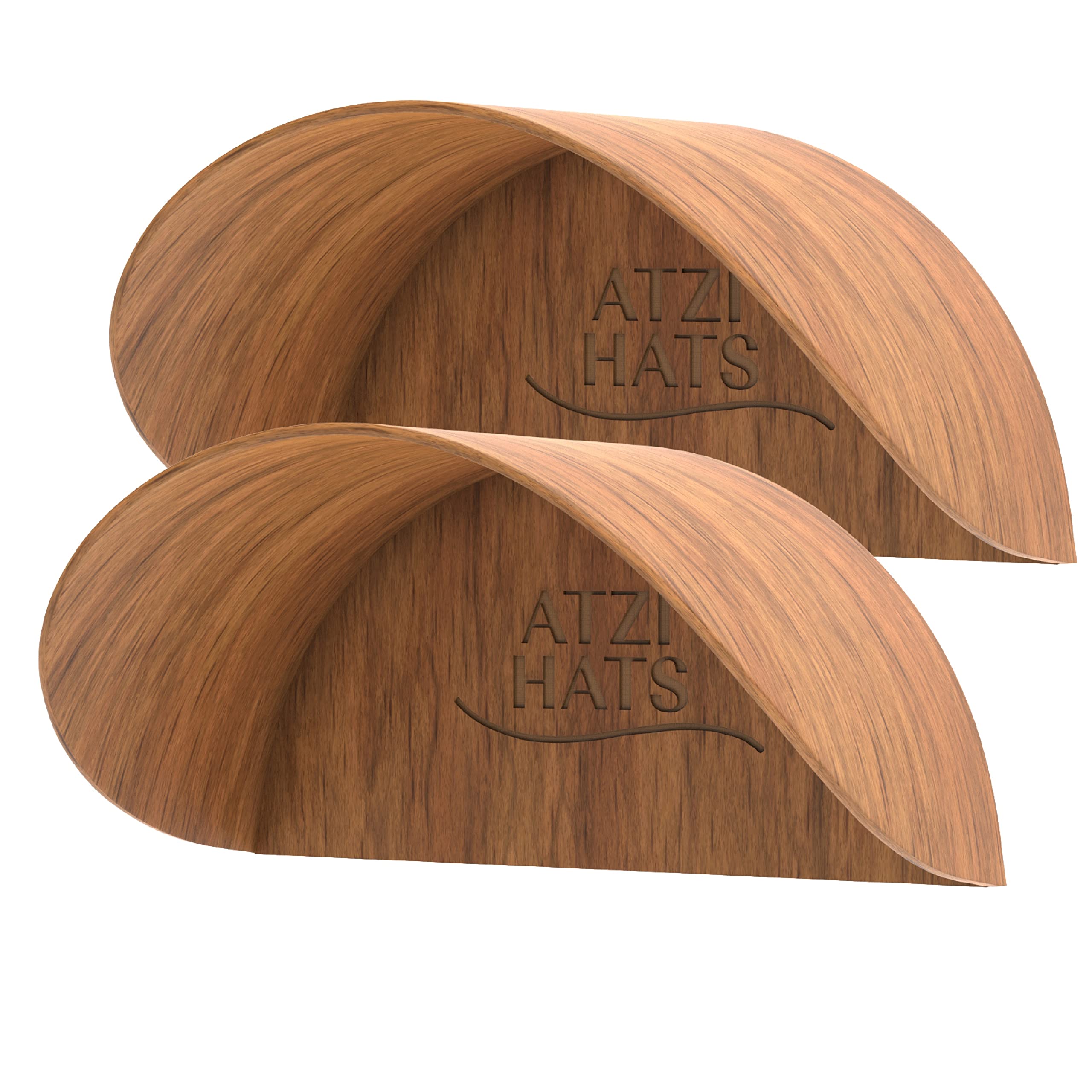 2 Pack Walnut Wood Wall Mounted Hat Hanger - Cowboy, Baseball, Fedora & Trucker Hat Organizer with Minimalist Design | Perfect for Western Décor, Entryway Storage & Hat Display Rack (Also Holds Headphones & Towels)