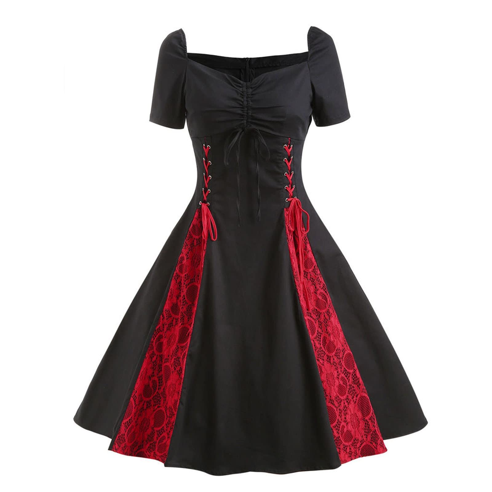 QUFECH Women's Vintage Off Shoulder Swing Dress - Summer Evening Prom Formal Punk Style Plus Size Dress for Party, Wedding & Special Occasions