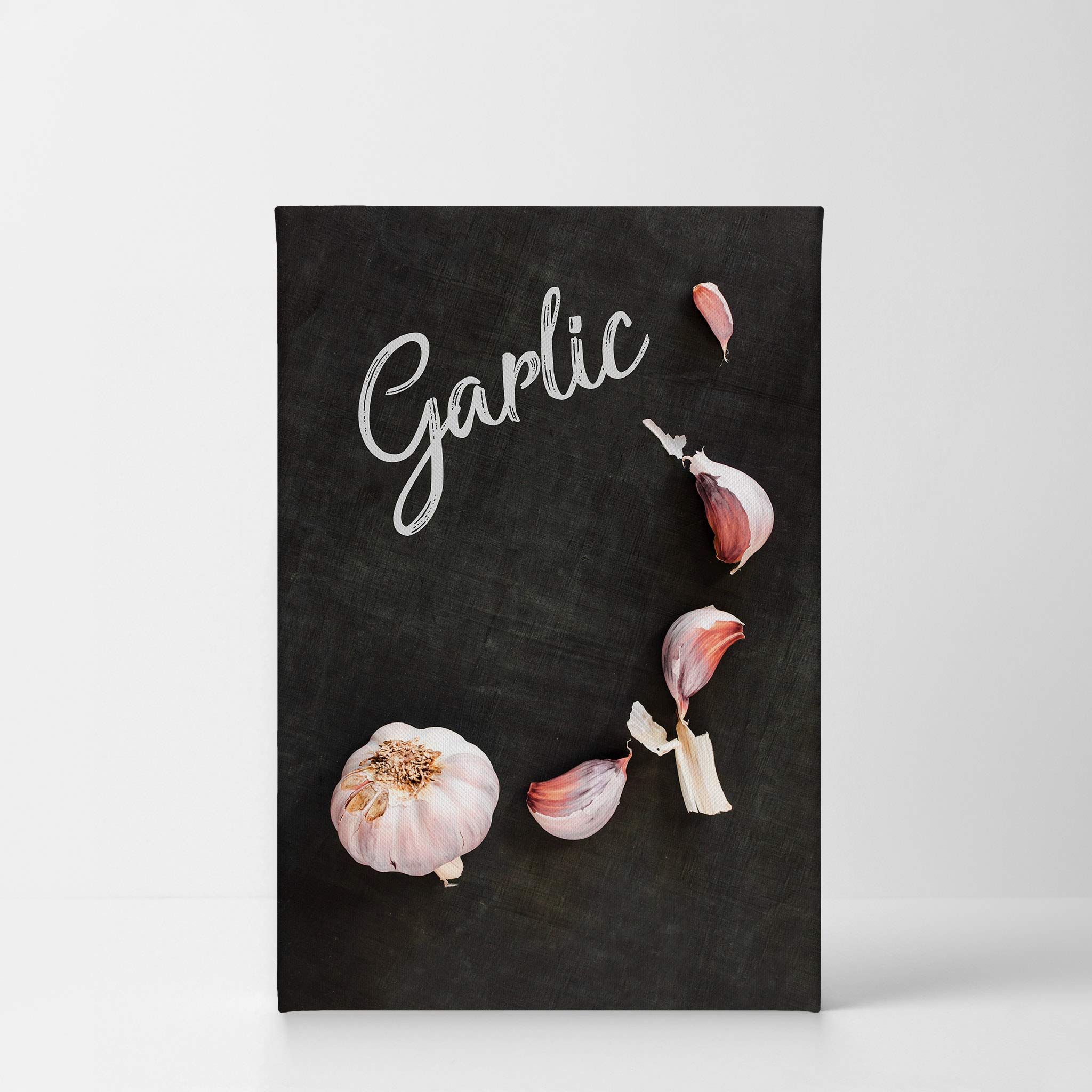 Smile Art Design Garlic Lettering Blackboard Kitchen Canvas Wall Art Print - Modern Farmhouse Decor for Restaurant, Cafe & Dining Room - Housewarming Gift (40x30 Inches) - Perfect for Rustic Kitchens, Coffee Shops & Home Decor