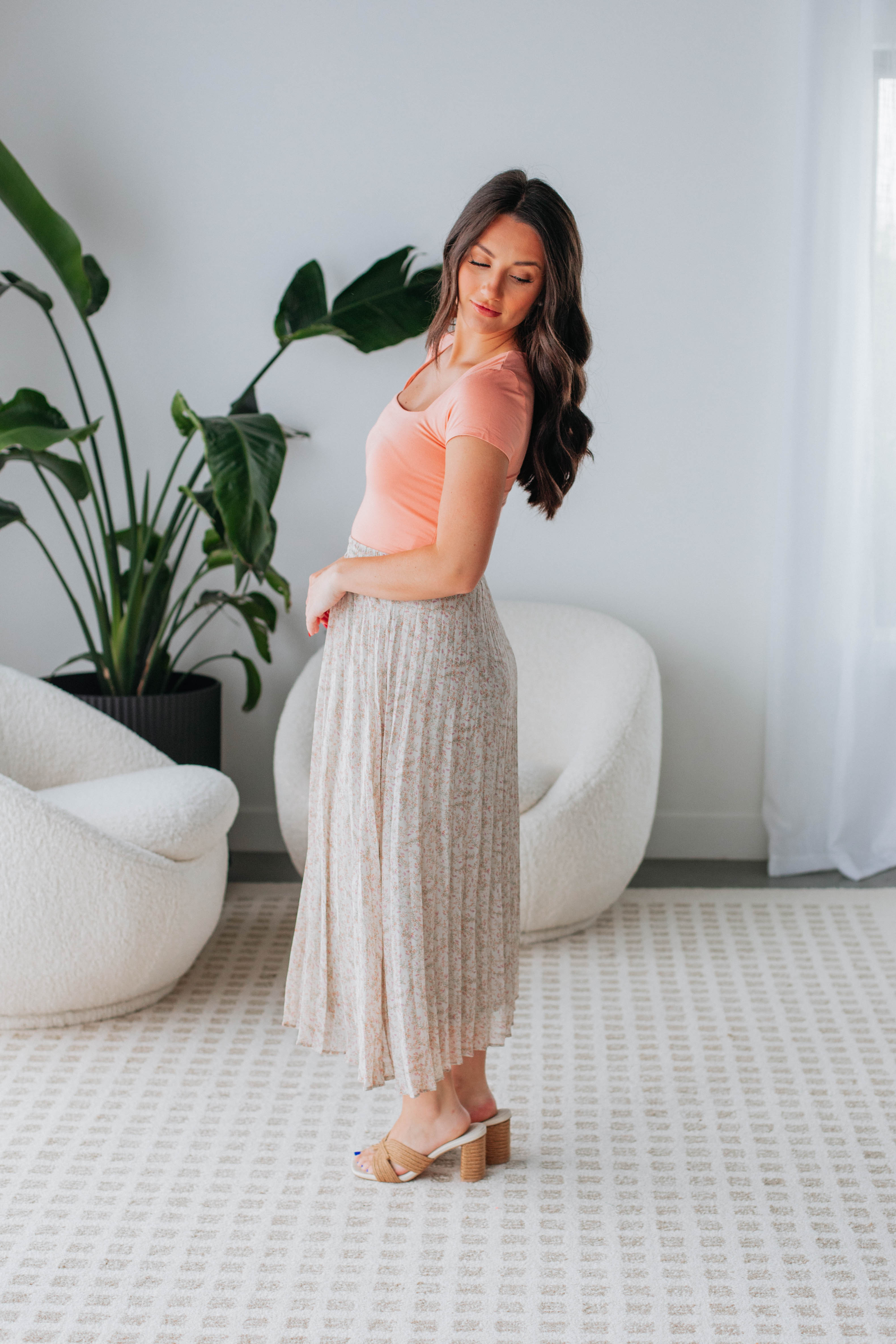 Orson Midi Skirt in Sage Mix - Women's A-Line Flowy Skirt for Casual & Office Wear | Perfect for Spring & Summer Outfits