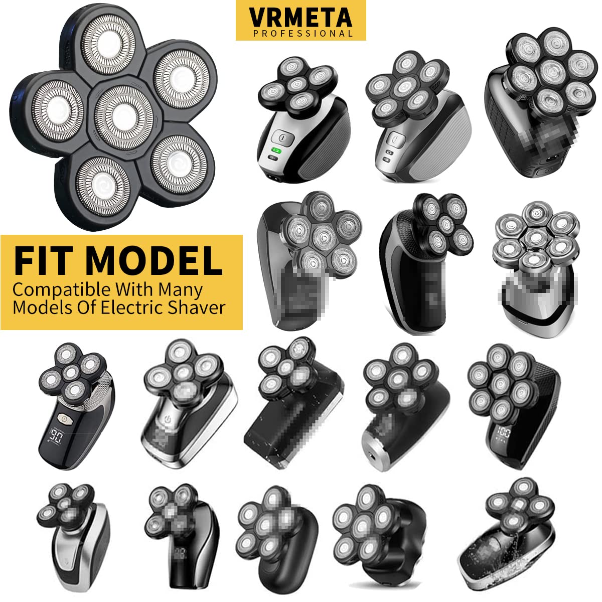 6-Blade Electric Shaver Replacement Heads for Men - Compatible with Bald Head & Facial Shaving - Smooth Shaving Experience for Home, Travel & Gym Use