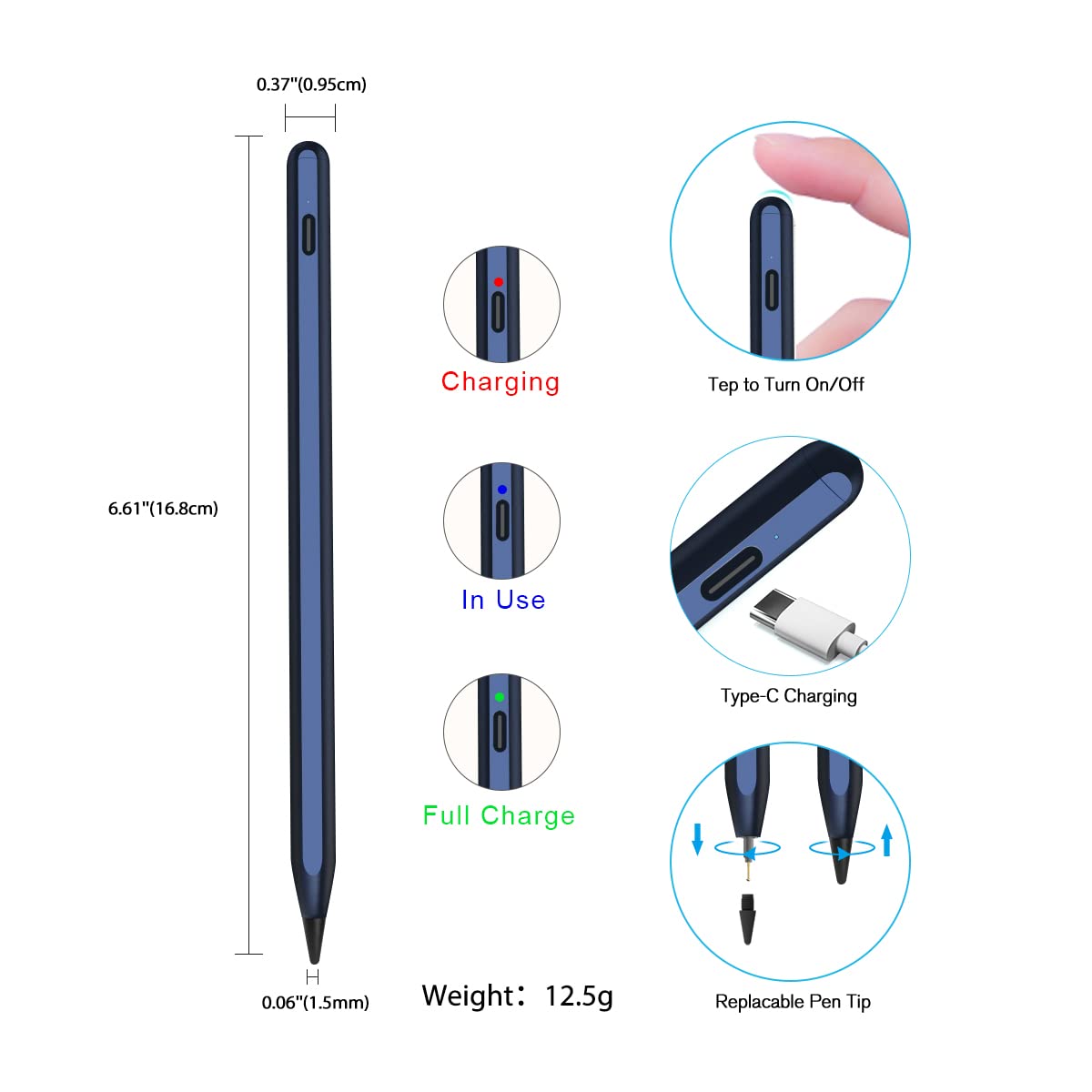 Premium Stylus Pen for iPad 10th & 9th Generation - Active Pencil with Palm Rejection Technology | Compatible with 2018-2023 iPad Models (10/9/8/7/6th Gen, Pro 12.9
