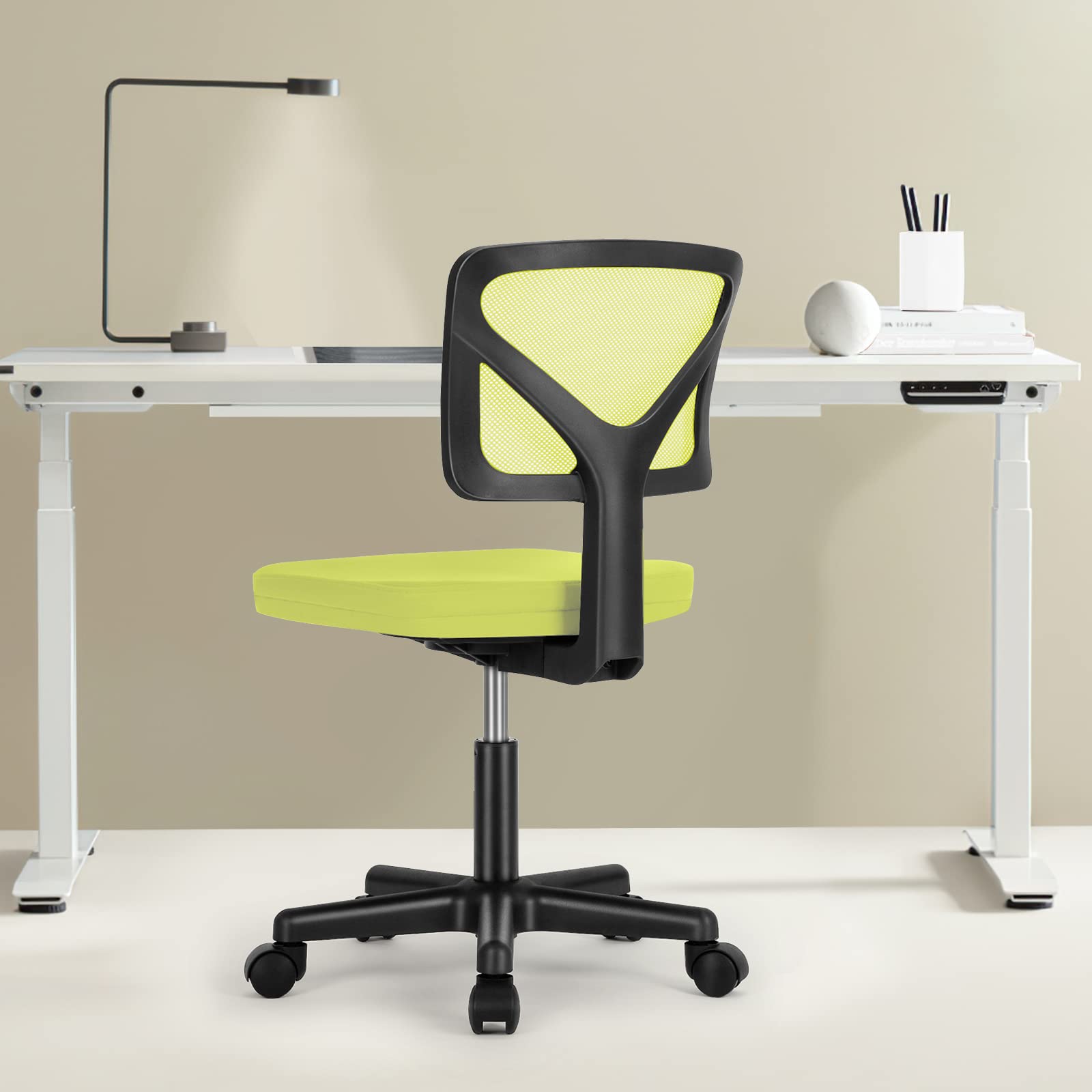Ergonomic Mesh Office Chair with Lumbar Support - Adjustable Height Armless Computer Desk Chair for Home Office, Rolling Swivel Task Chair (Green) - Perfect for Long Work Hours & Gaming Sessions