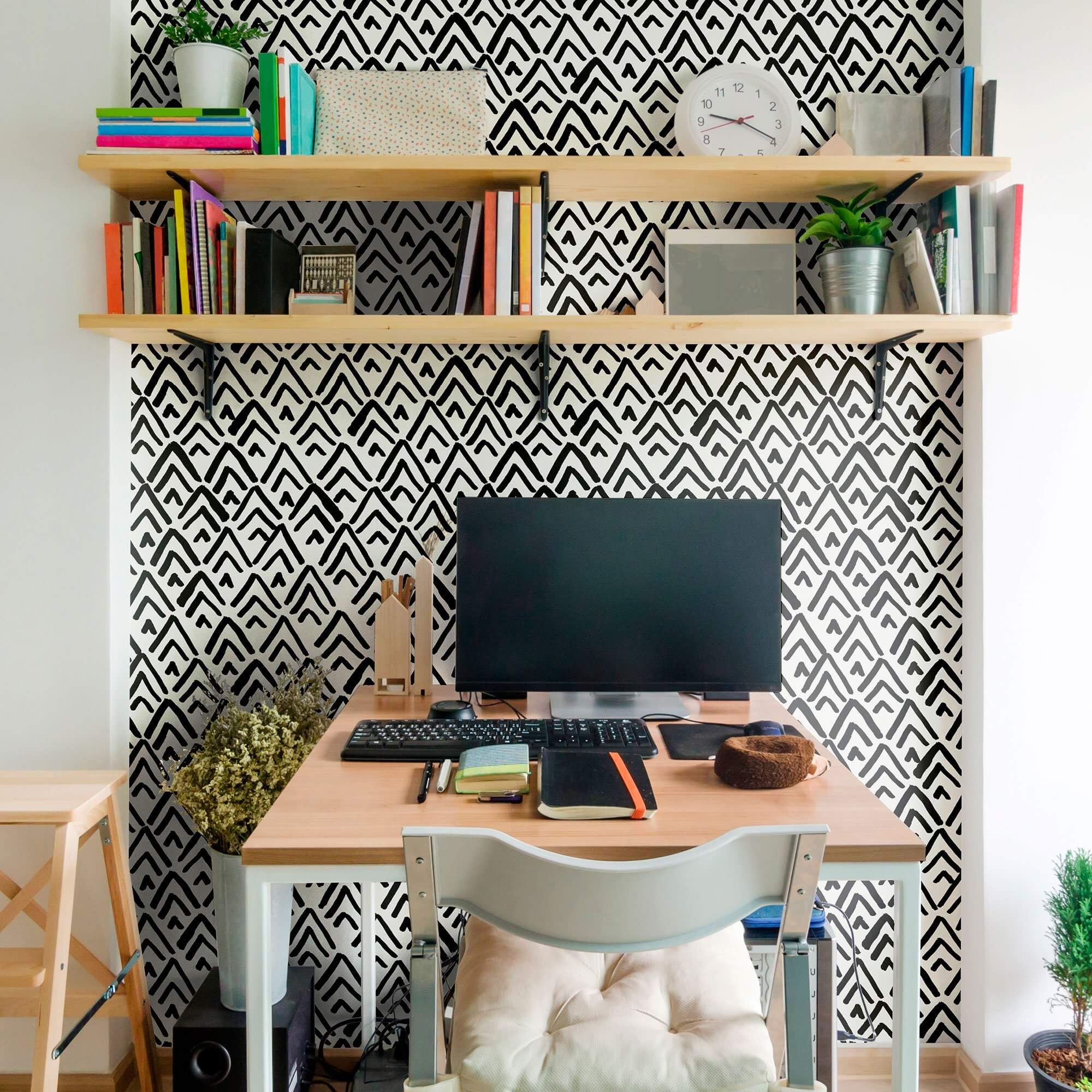 Black and White Striped Peel and Stick Removable Wallpaper for Teens - Self-Adhesive Decorative Wall Covering for Bedrooms, Dorm Rooms & Home Decor