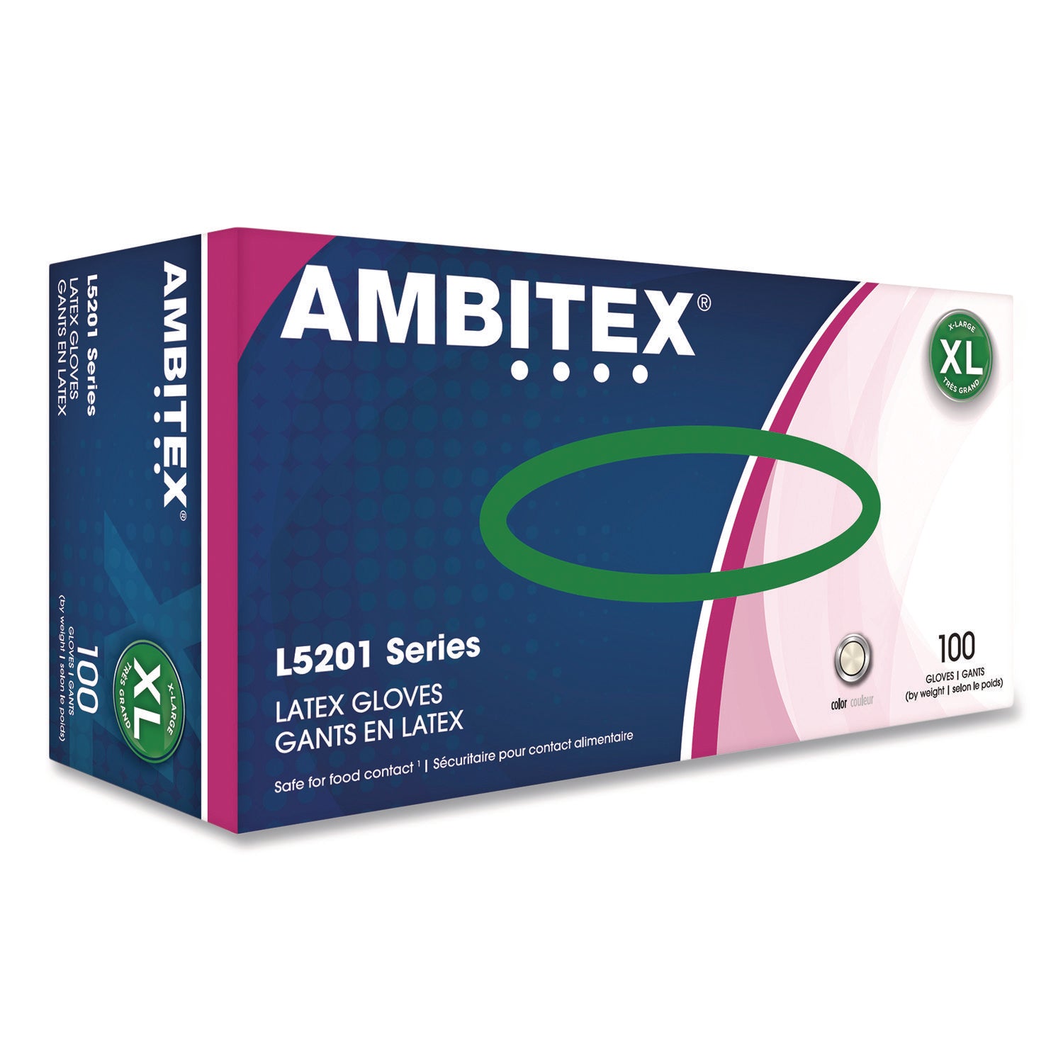 AMBITEX® L5201 Series Powder-Free Latex Gloves - X-Large (100 Gloves/Box, 10 Boxes/Carton) - Ivory - Ideal for Medical, Dental, Laboratory & Food Handling Use