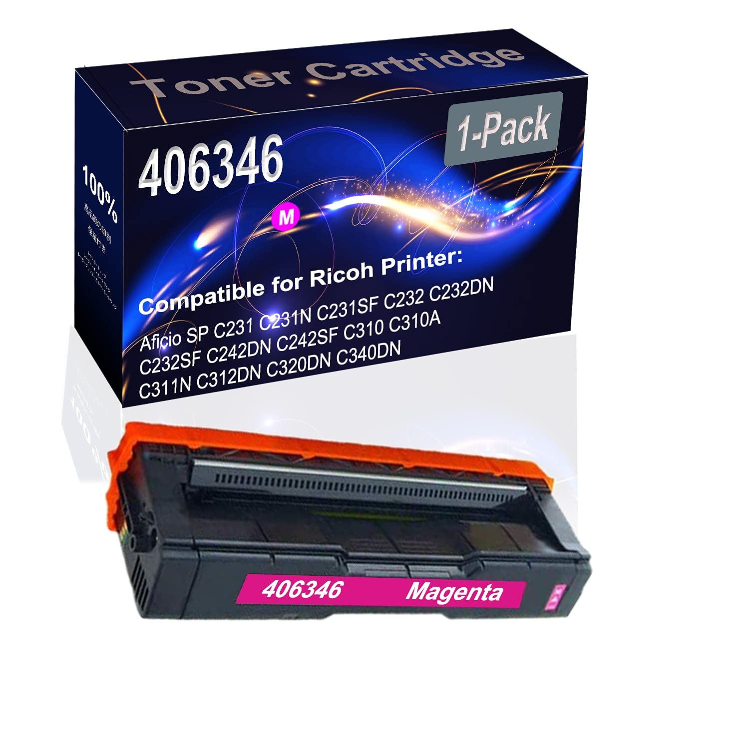High-Capacity Compatible Toner Cartridge for Ricoh Aficio SP C231/C231N/C231SF/C232 Printers - Replacement for Ricoh 406346 (Magenta, 1-Pack) - Ideal for Home & Office Printing Needs