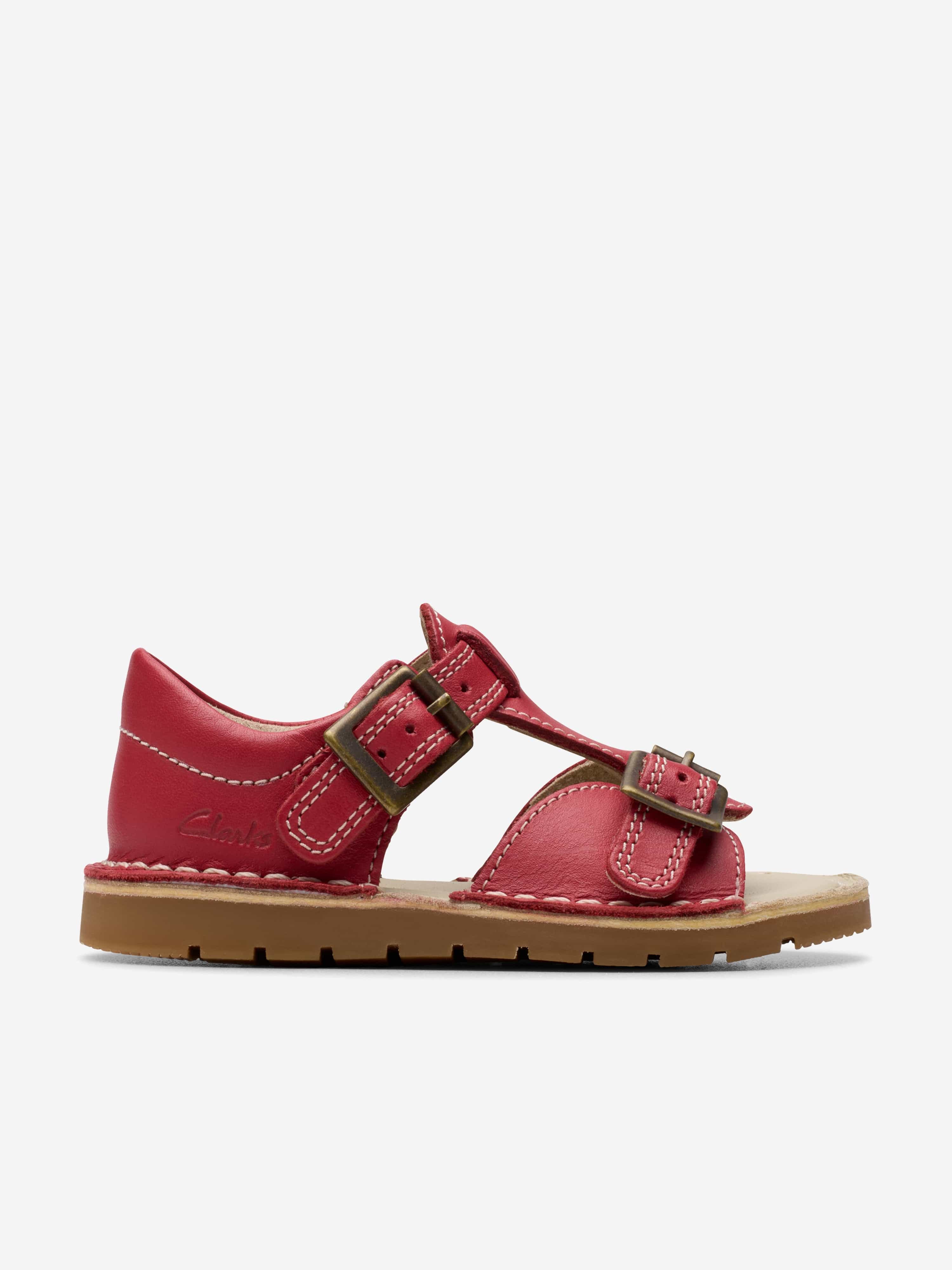 Red Leather Play Sun Reef Sandals for Baby Girls - Comfortable & Stylish Toddler Sandals for Beach, Park & Summer Outings