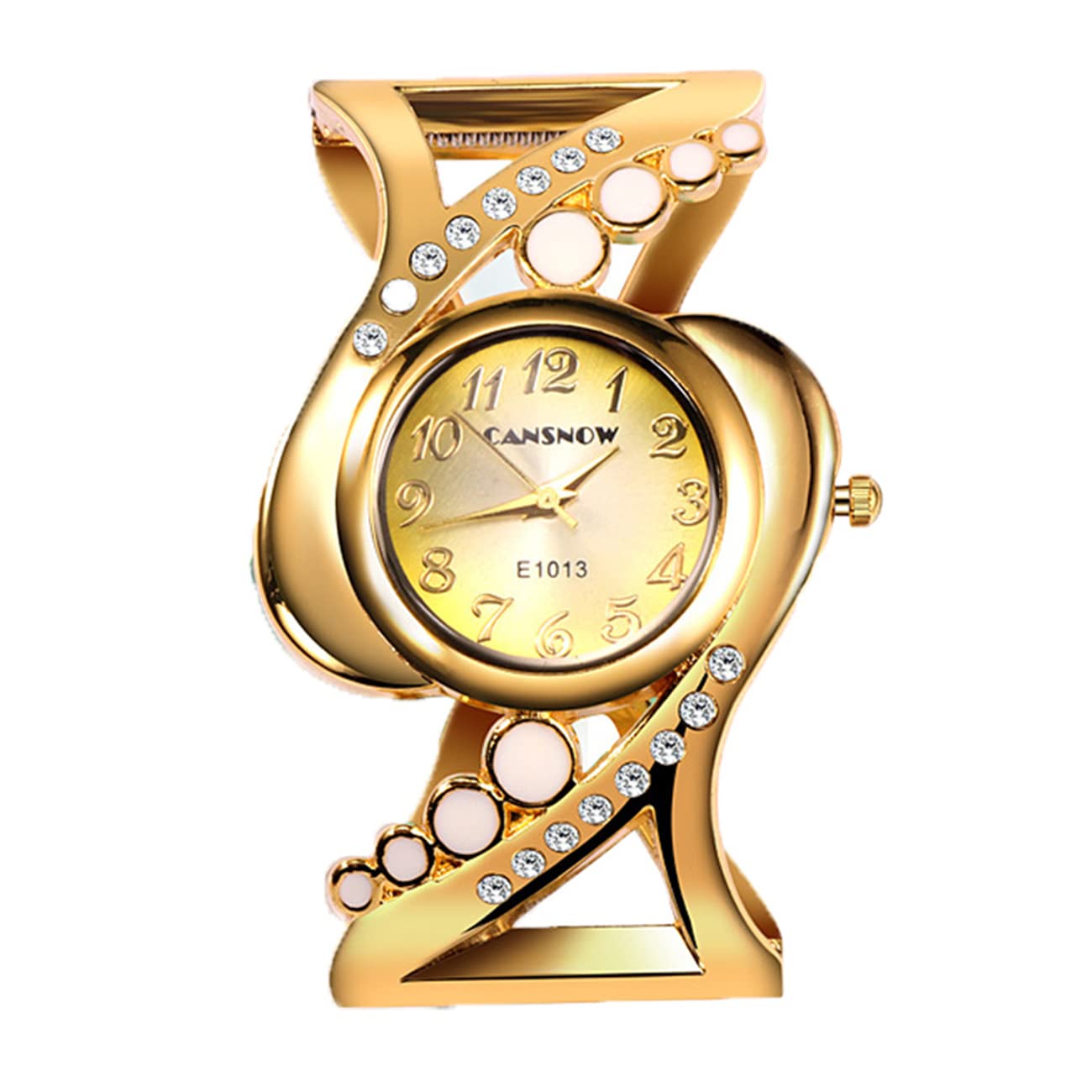 CdyBox Ladies Crystal Cuff Bracelet Watch - Fashion Hollow Analog Quartz Wristwatch for Women - Perfect for Parties, Weddings & Evening Events
