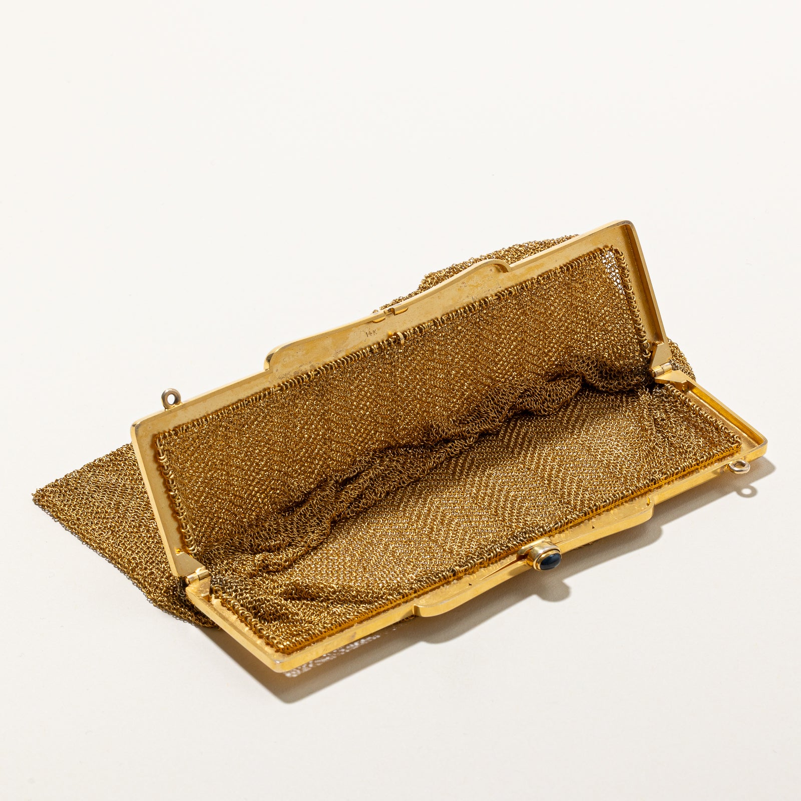 Vintage 14k Yellow Gold & Sapphire Purse - 1.00ct Genuine Sapphire Jewelry | Elegant Evening Clutch for Weddings, Parties & Special Occasions