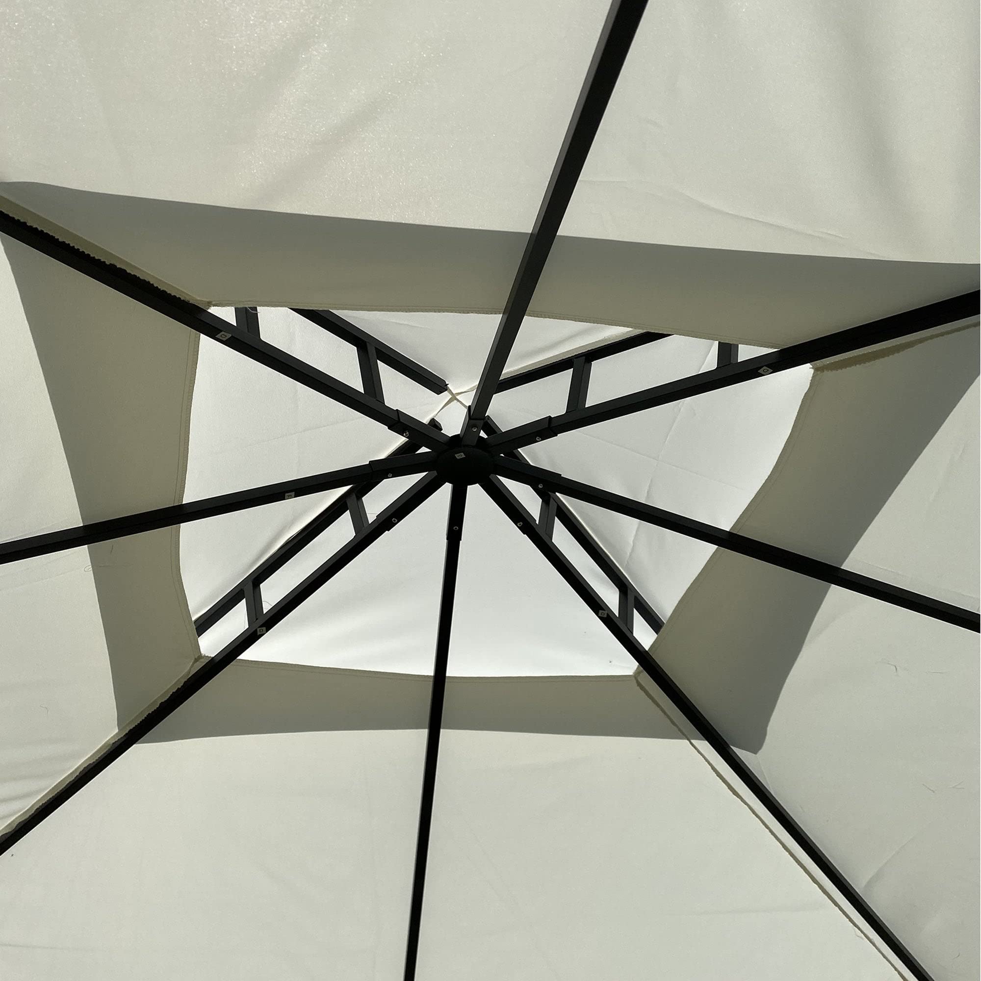 10x10 FT Outdoor Patio Garden Gazebo Tent with Canopy & Curtains - Beige & Dark Shade for Backyard, Deck, or Poolside Relaxation