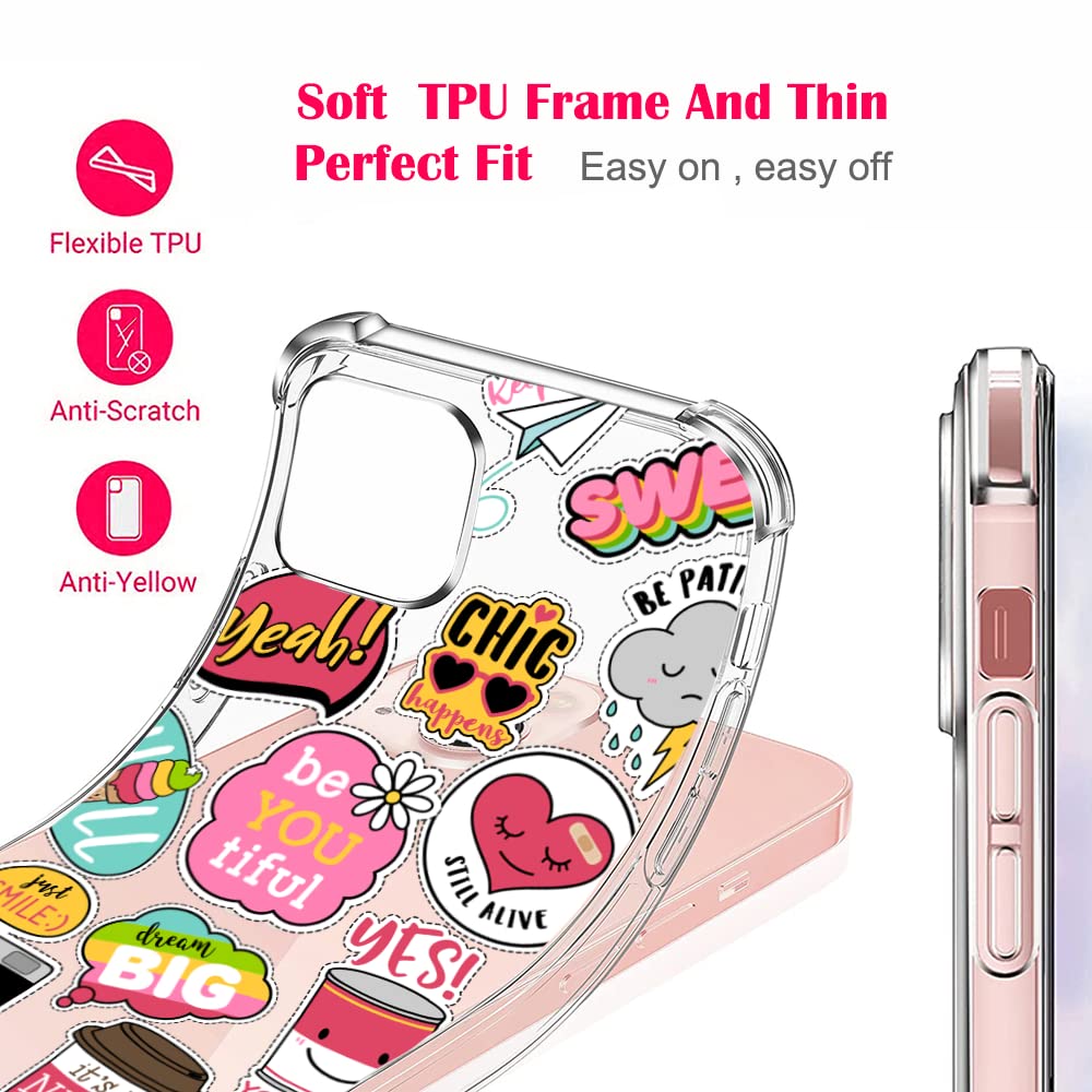 Cute Smile Heart iPhone 13 Case (6.1 inch) - Trendy Rainbow Love Art Design Soft TPU Bumper Cover with Multi-Colored Patterns | Perfect Gift for Valentine's Day, Anniversary or Everyday Use
