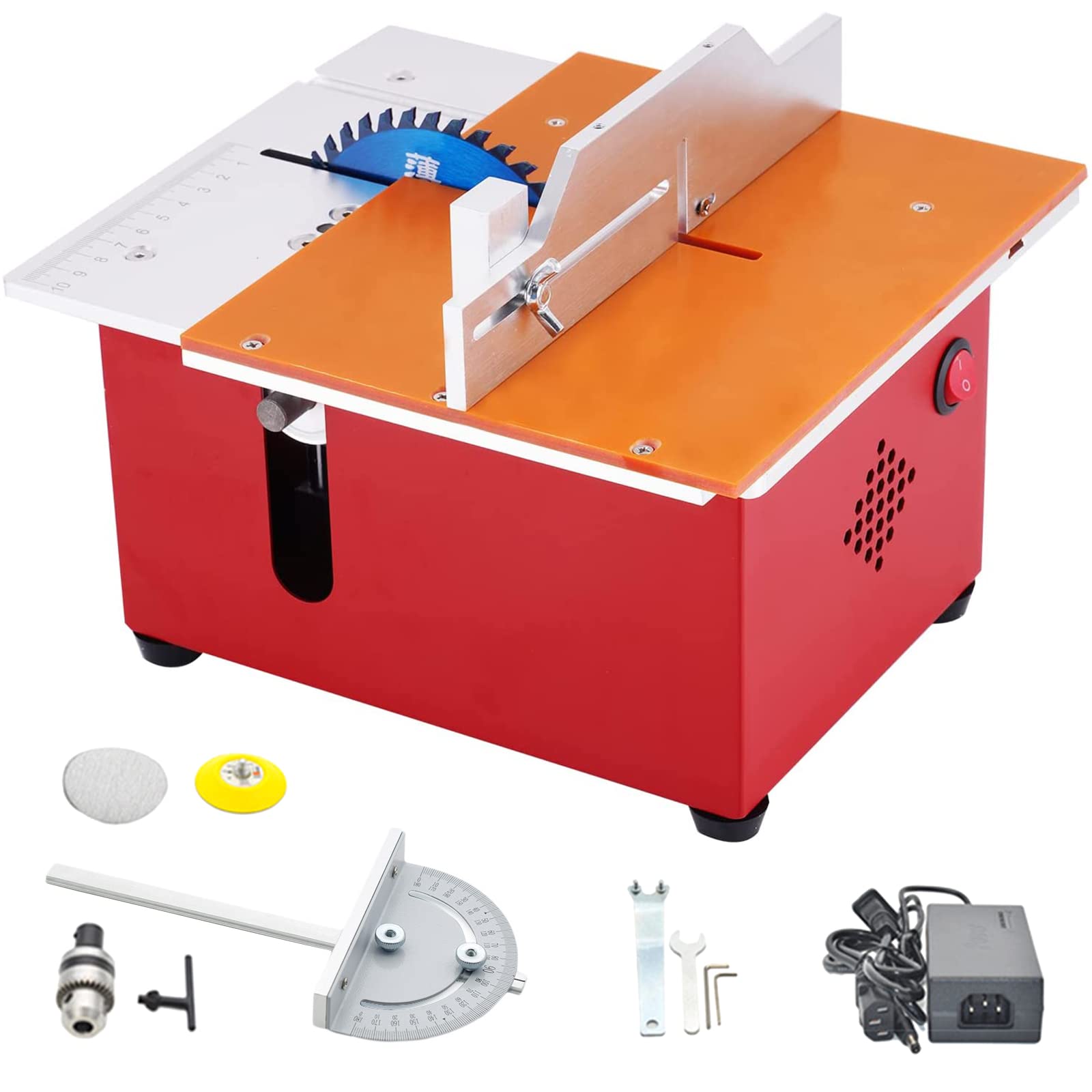 Mini Table Saw for Woodworking - Portable Precision Circular Saw with Adjustable Cut Depth & Push Table, Multifunctional Small Saw for Cutting Wood, Metal, Plastic - Perfect for DIY Crafts, Home Projects & Handmade Creations (White)