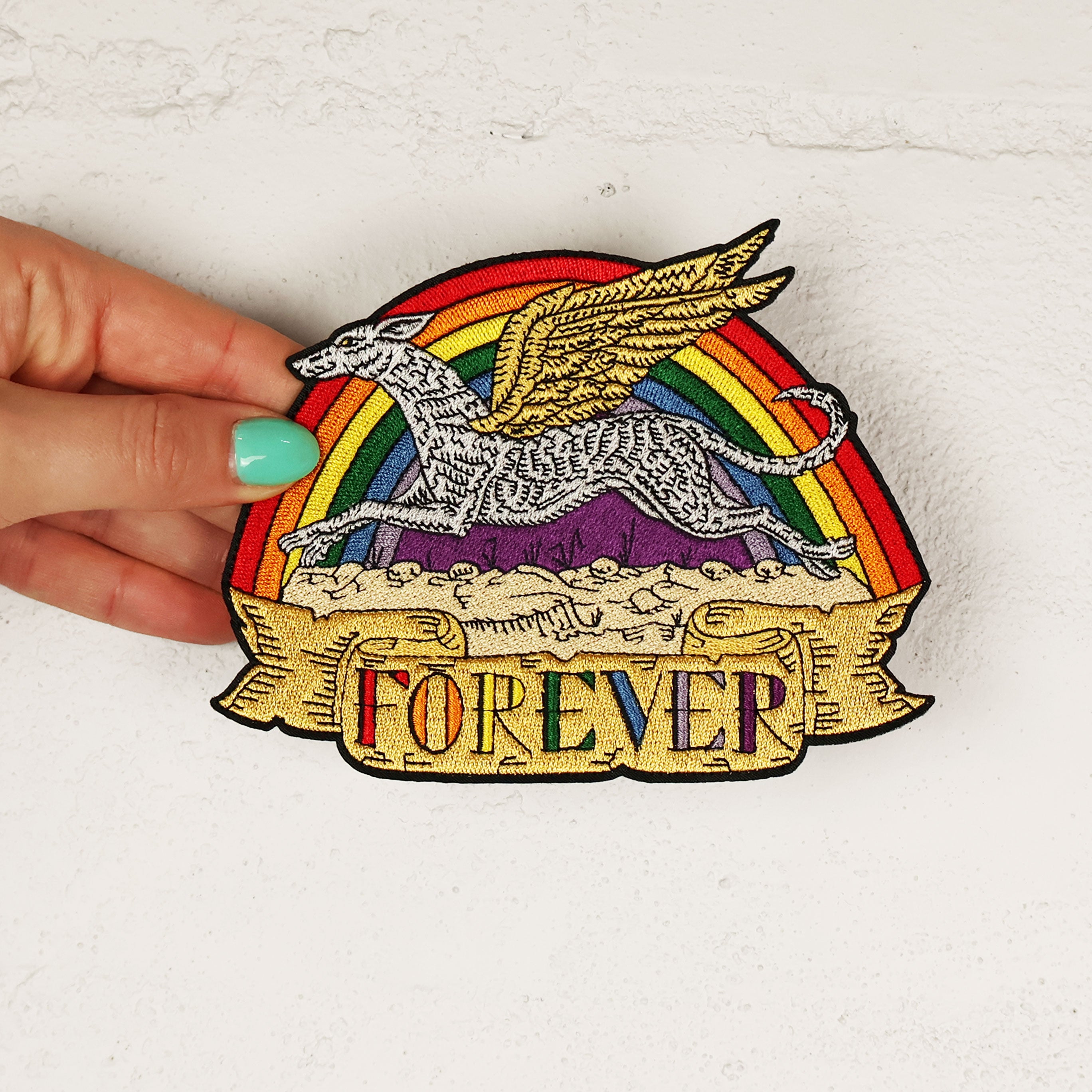 House of Hawks Forever Fabric Patch - Iron-On Embroidered Applique for Jackets, Bags & DIY Crafts - Perfect for Customizing Denim, Backpacks & Home Decor