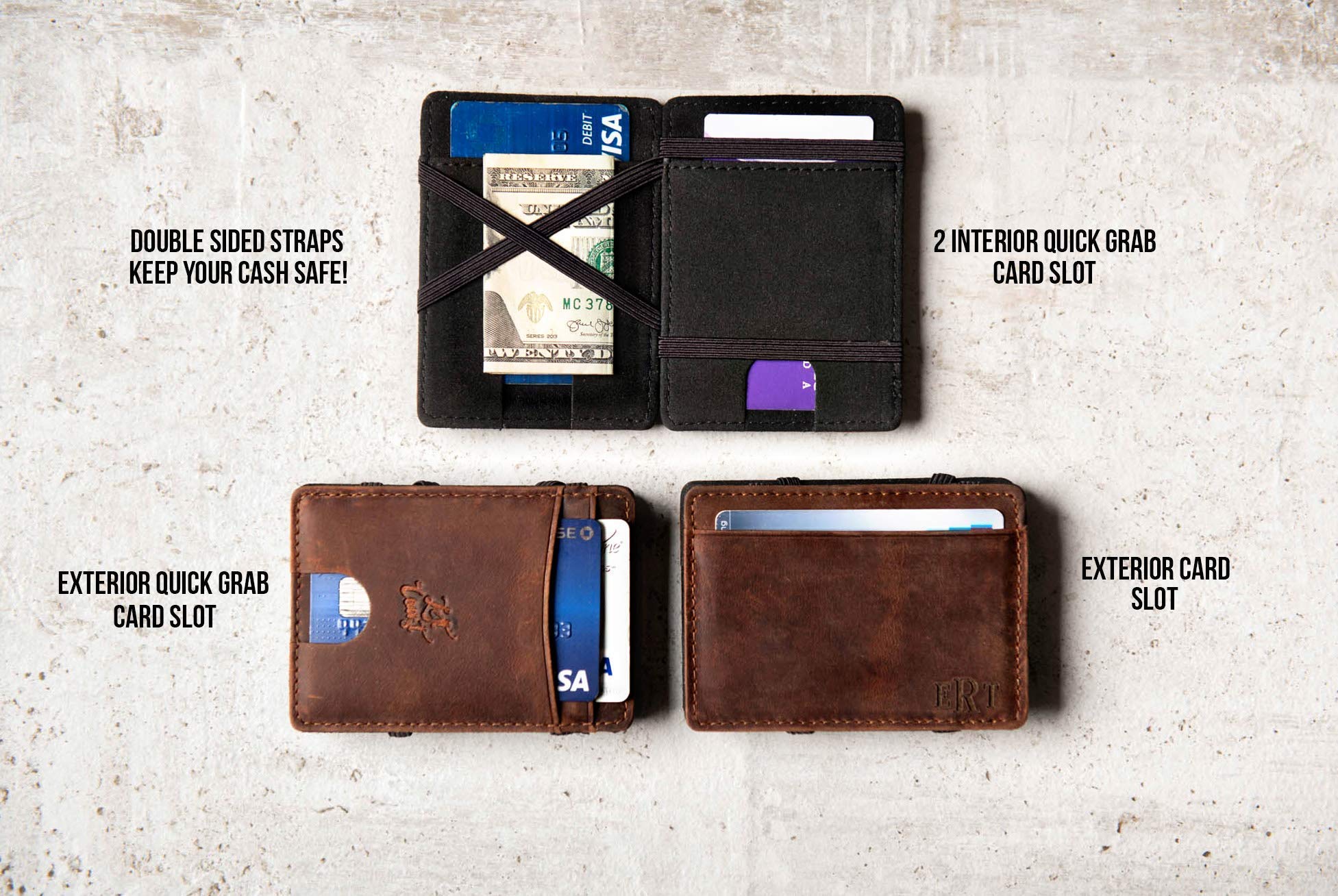 Left Coast Original Personalized Distressed Leather Flip Wallet - Handmade Genuine Leather Bifold Wallet for Men - Perfect for Everyday Carry, Travel & Gift Giving